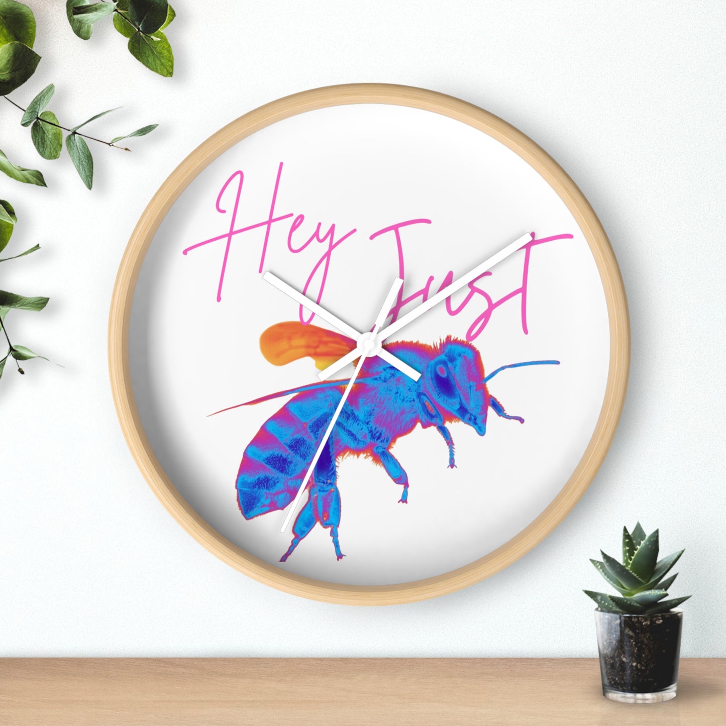 Hey Just Bee (Neon) Wall Clock