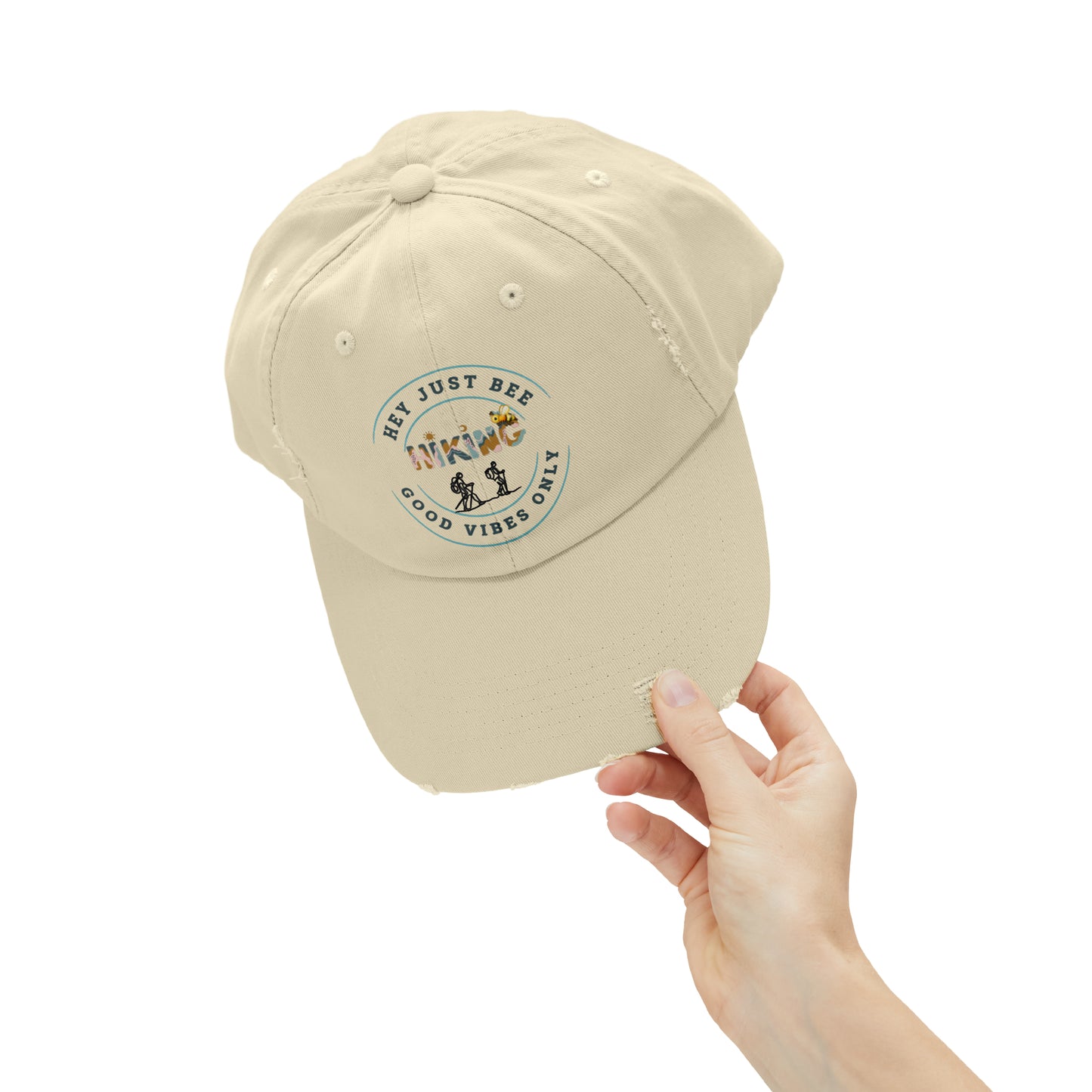 Hey Just Bee Hiking Unisex Distressed Cap