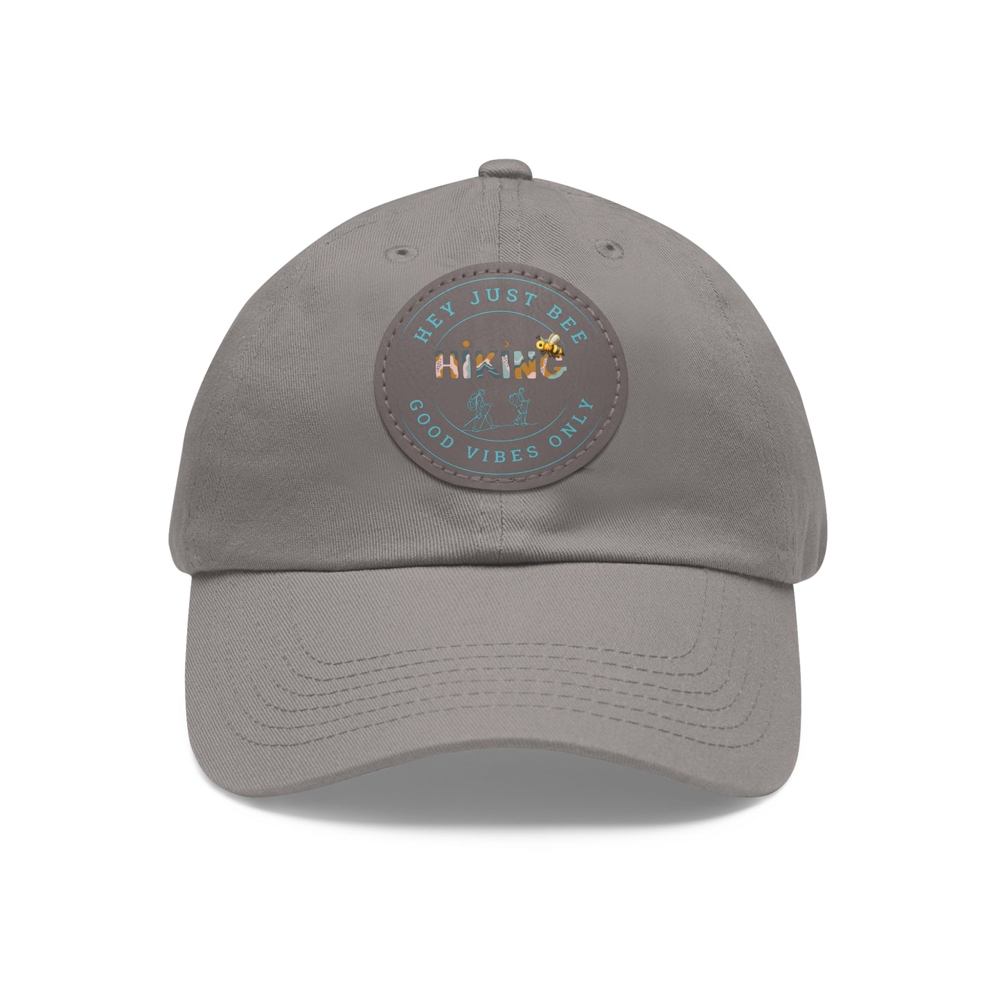 Hey Just Bee Hiking Dad Hat with Leather Patch (Round)