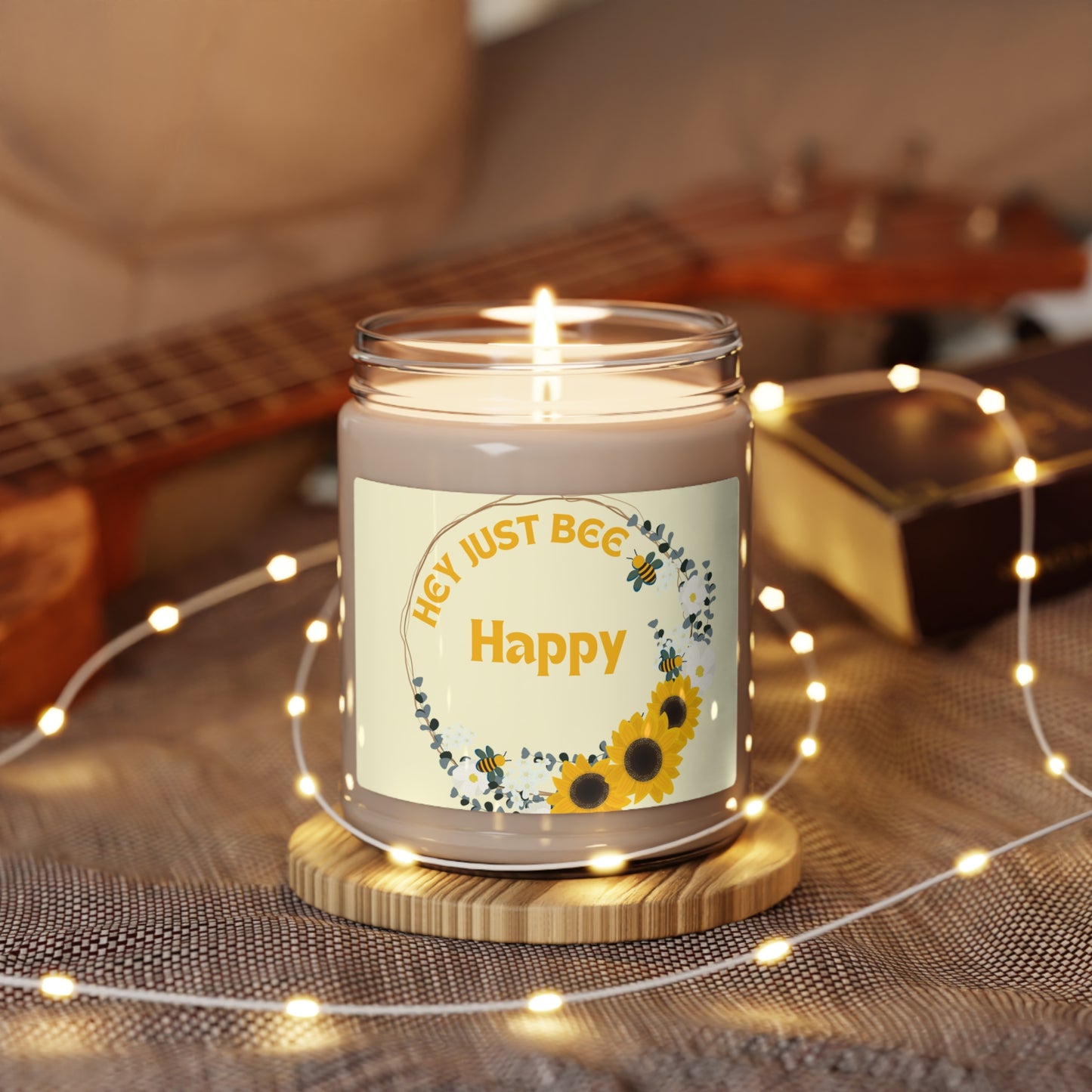 Hey Just Bee Happy Eco-friendly, Scented Soy Candle, 9oz