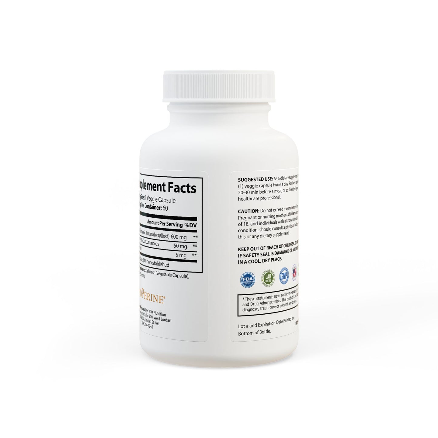 Bee Immune Turmeric with BioPerine® (Black Pepper Fruit Extract) Supplement (60 Capsules)