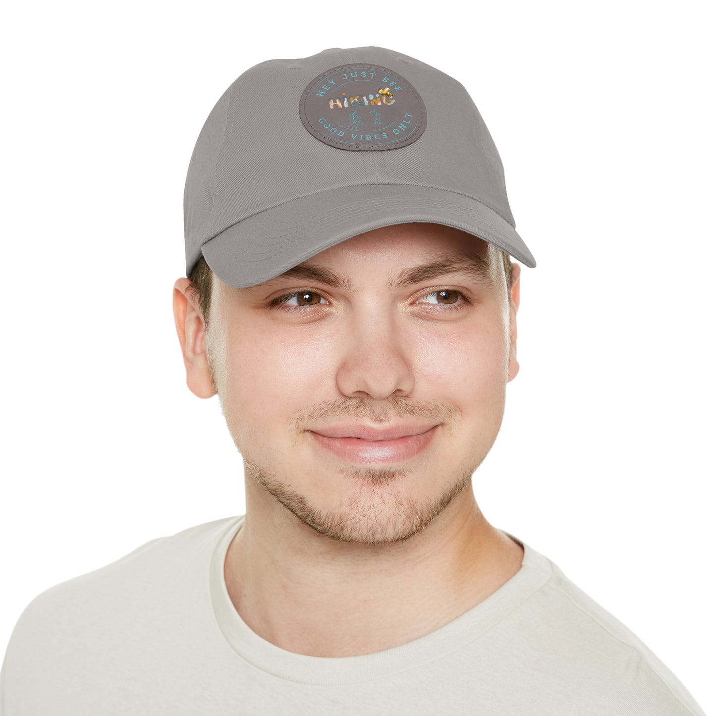 Hey Just Bee Hiking Dad Hat with Leather Patch (Round)