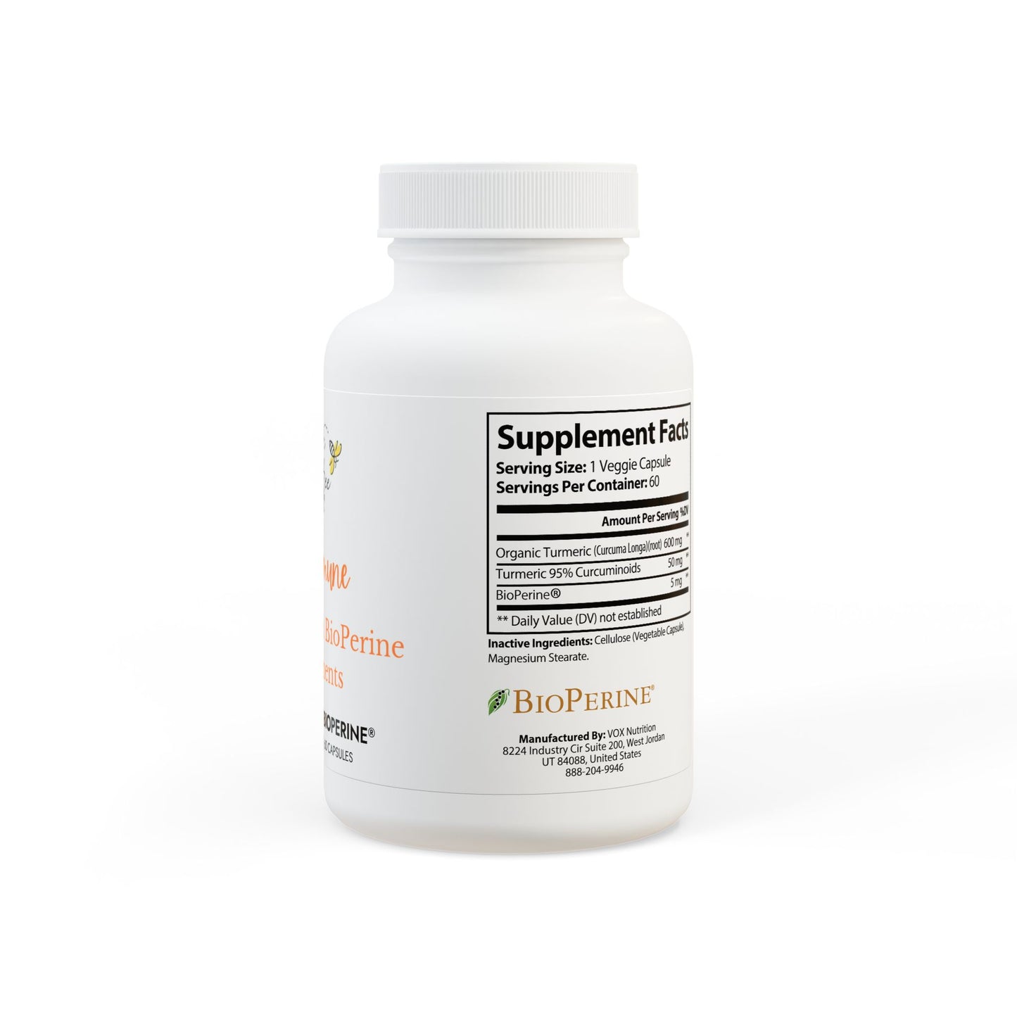 Bee Immune Turmeric with BioPerine® (Black Pepper Fruit Extract) Supplement (60 Capsules)