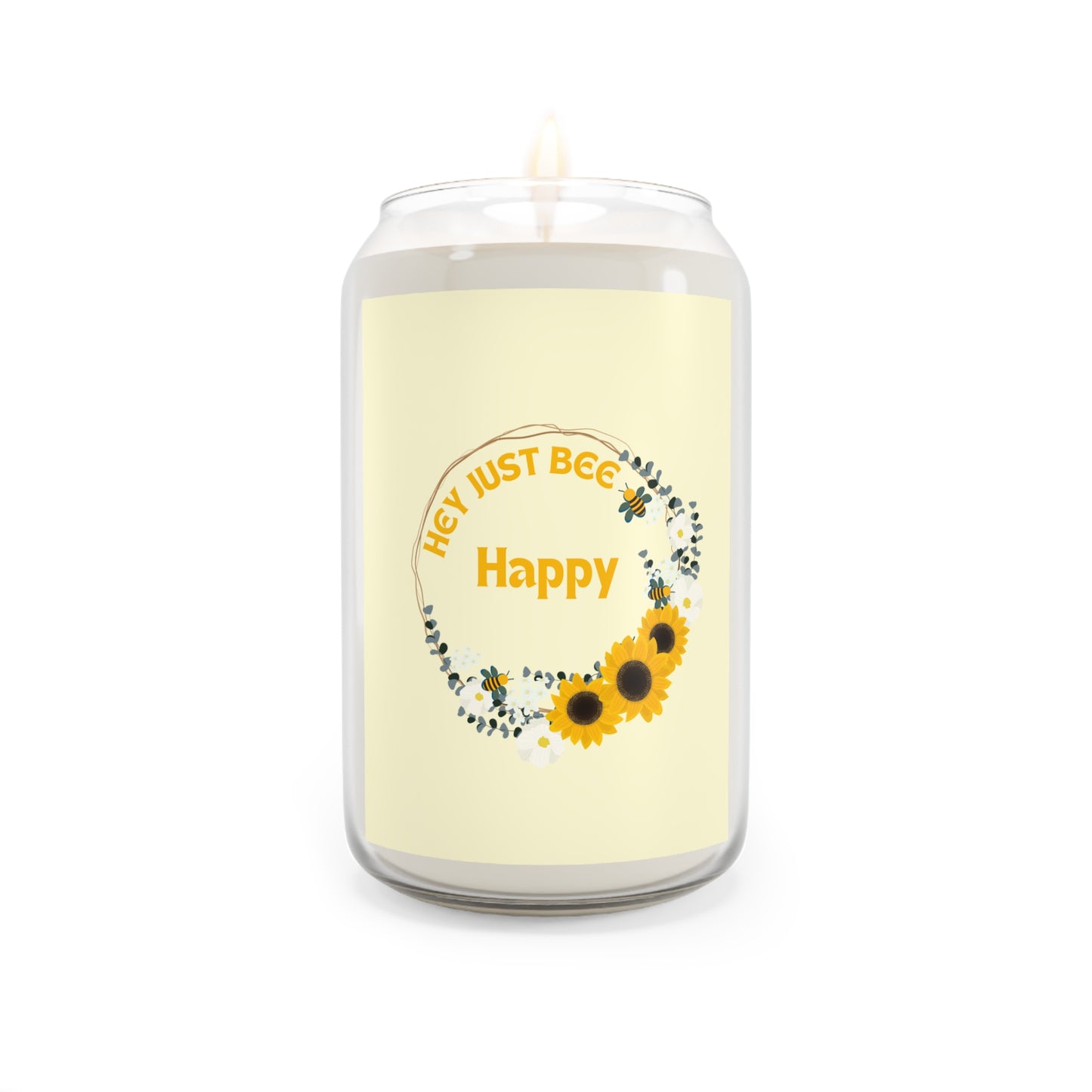 Hey Just Bee Happy Large Eco-Friendly Scented Candle, 13.75oz
