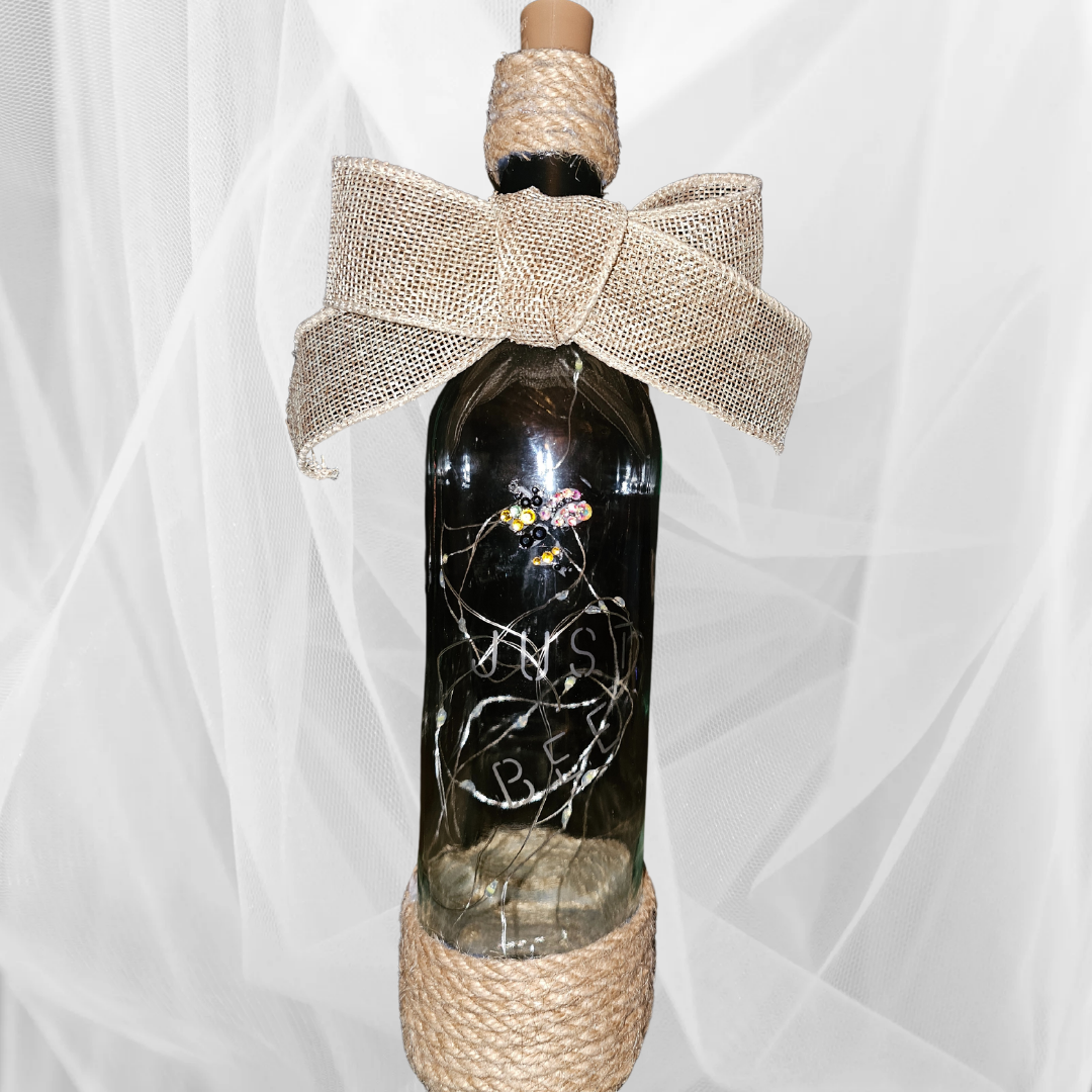 Hey Just Bee Etched Bottle Lamp