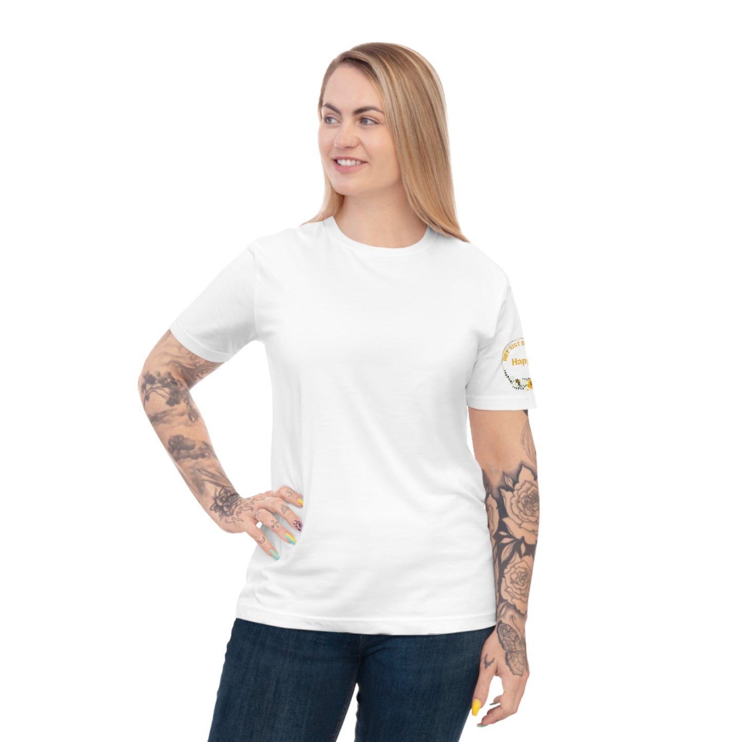 Hey Just Bee Happy (Left Sleeve) Unisex Classic Jersey T-shirt
