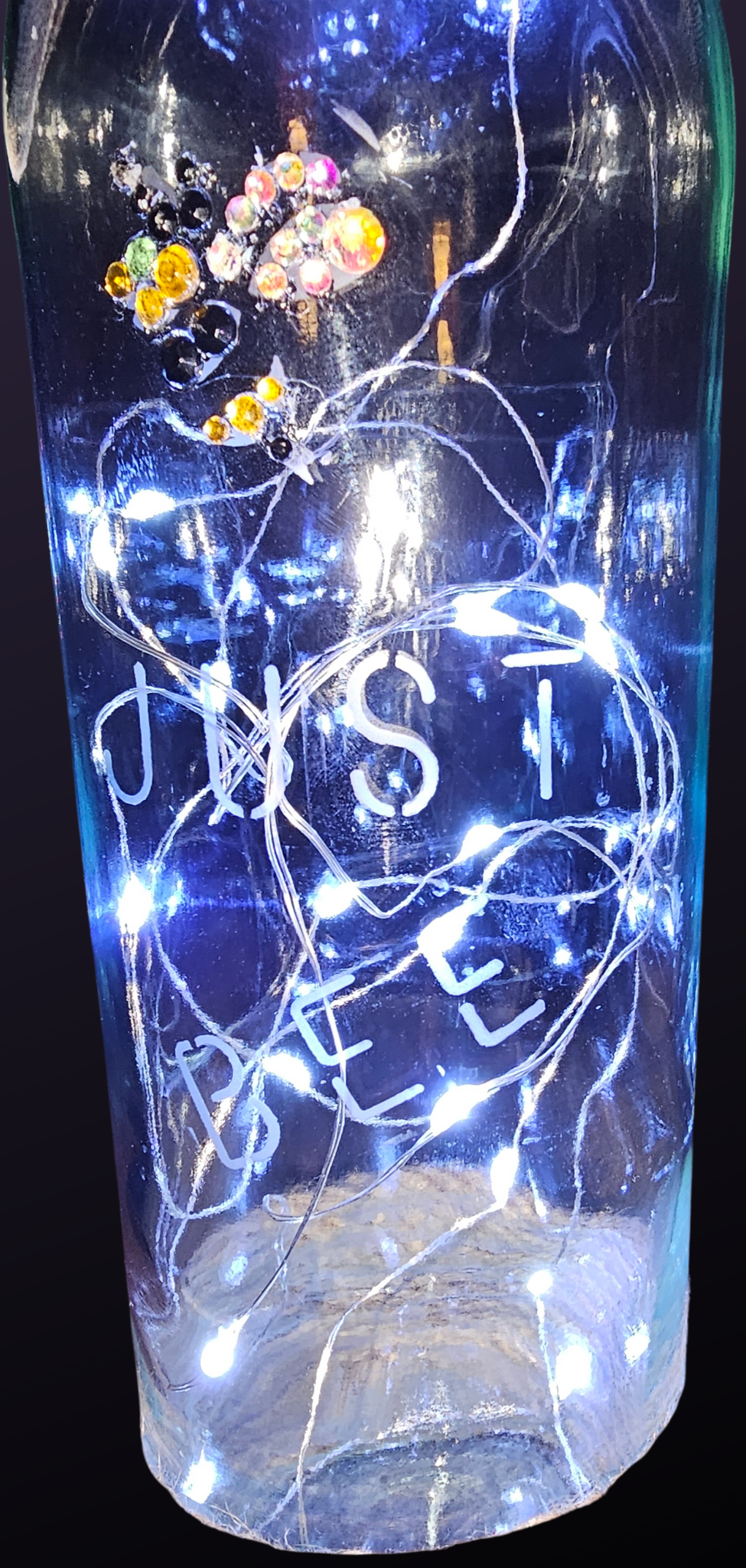 Hey Just Bee Etched Bottle Lamp