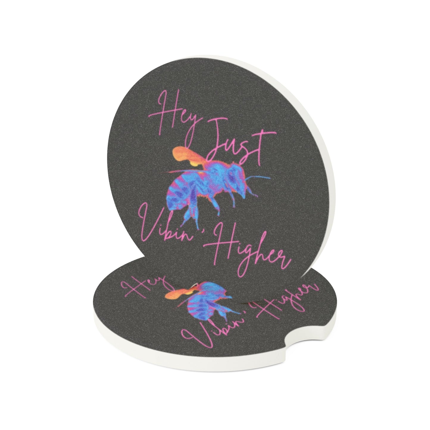 Hey Just Bee Vibin' Higher Soapstone Car Coaster