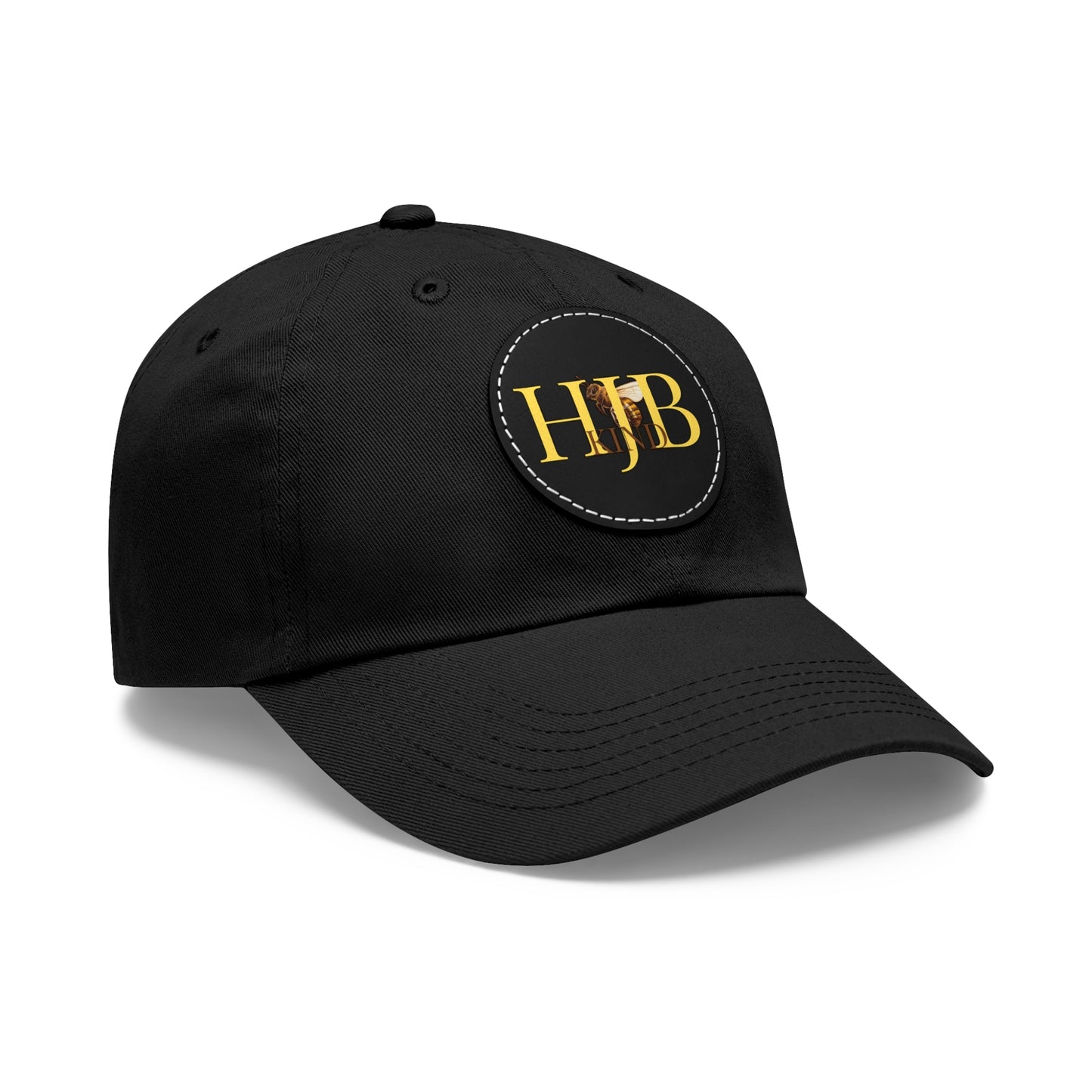 Hey Just Bee Kind Dad Hat with Leather Patch (Round)