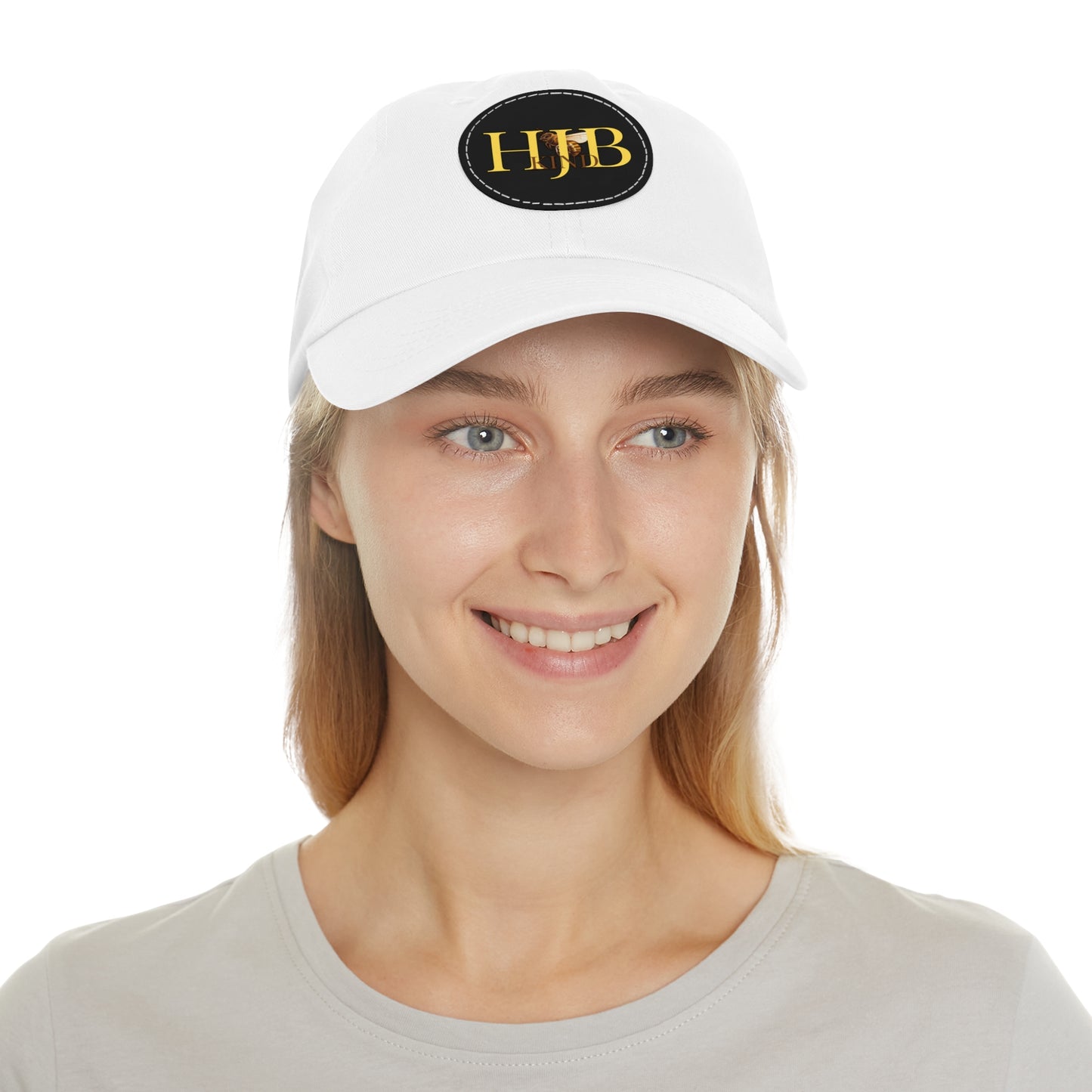 Hey Just Bee Kind Dad Hat with Leather Patch (Round)