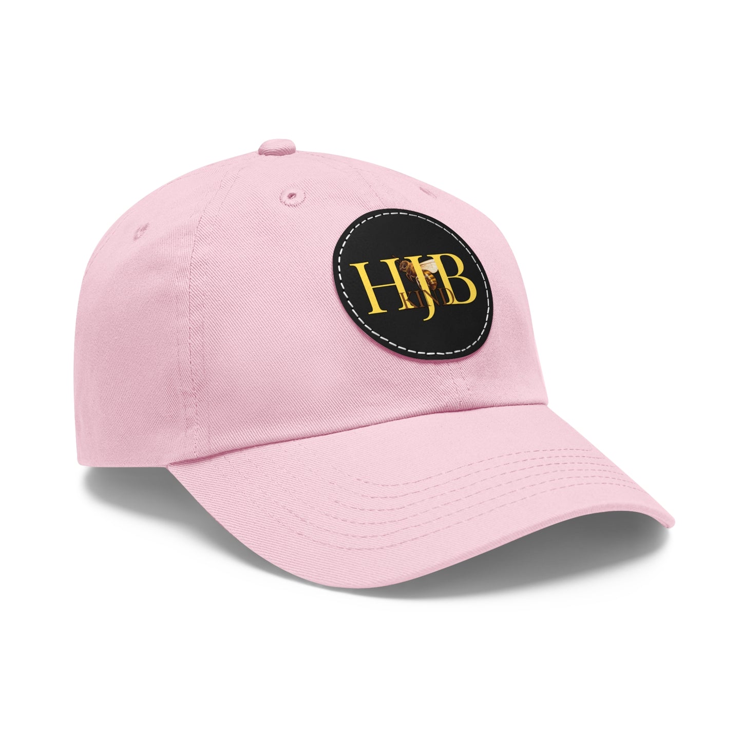 Hey Just Bee Kind Dad Hat with Leather Patch (Round)