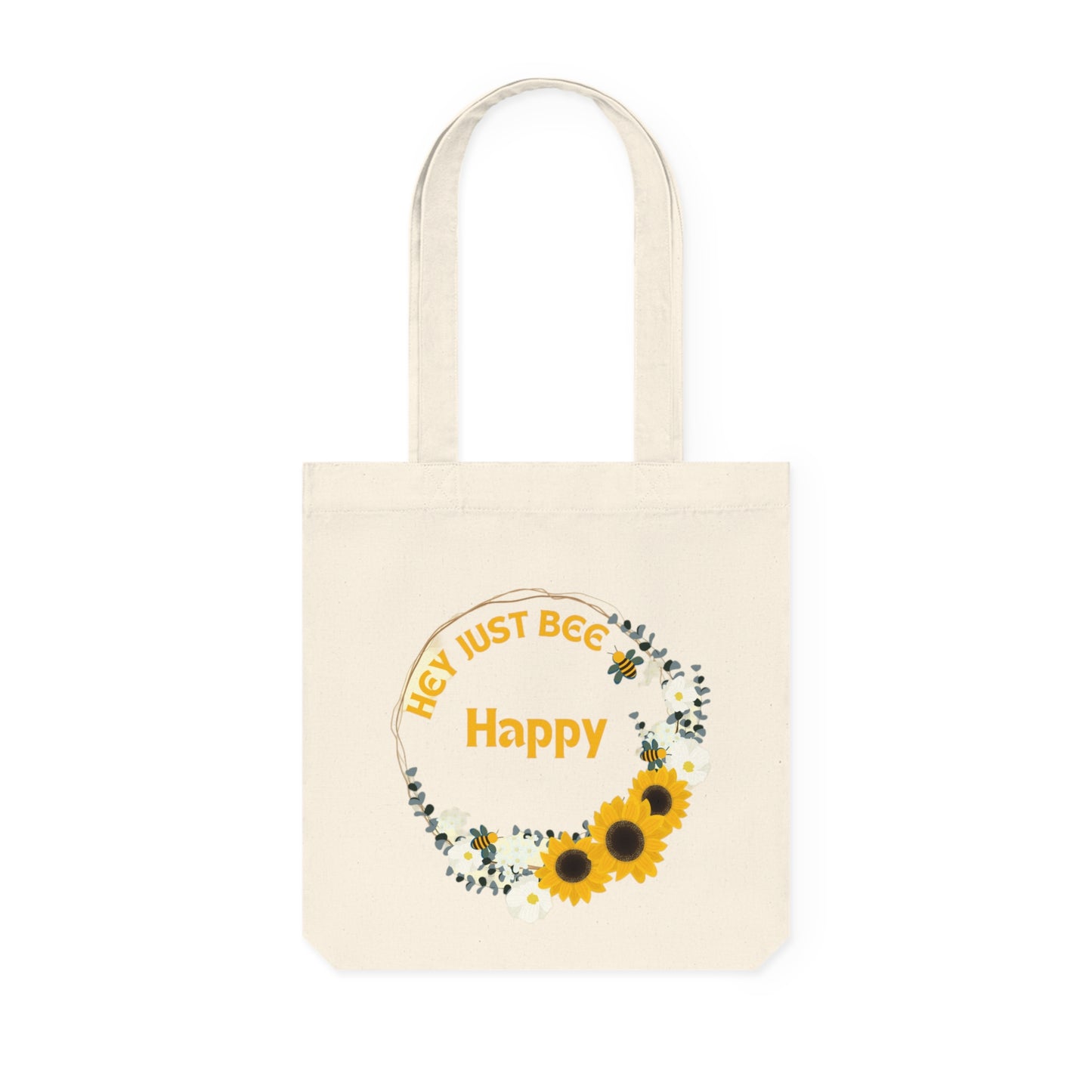 Hey Just Bee Happy Eco-Friendly Woven Tote Bag