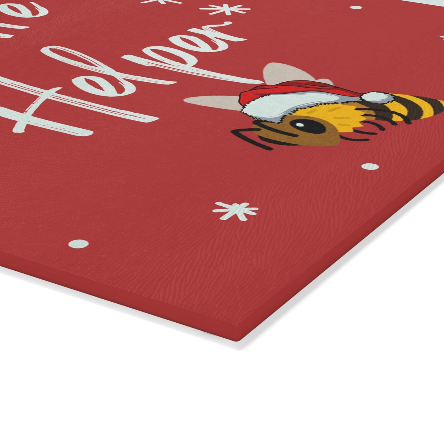 Santa's Little Helper Bee Glass Cutting Board