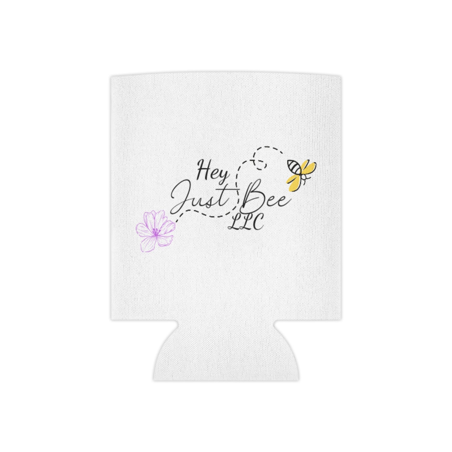 Hey Just Bee Logo Can Cooler- white