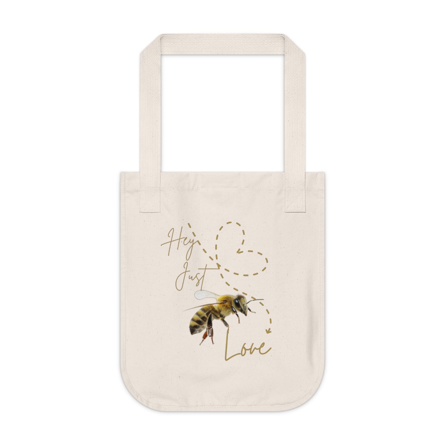 Hey Just Bee Love Eco-Friendly Organic Canvas Love Tote Bag