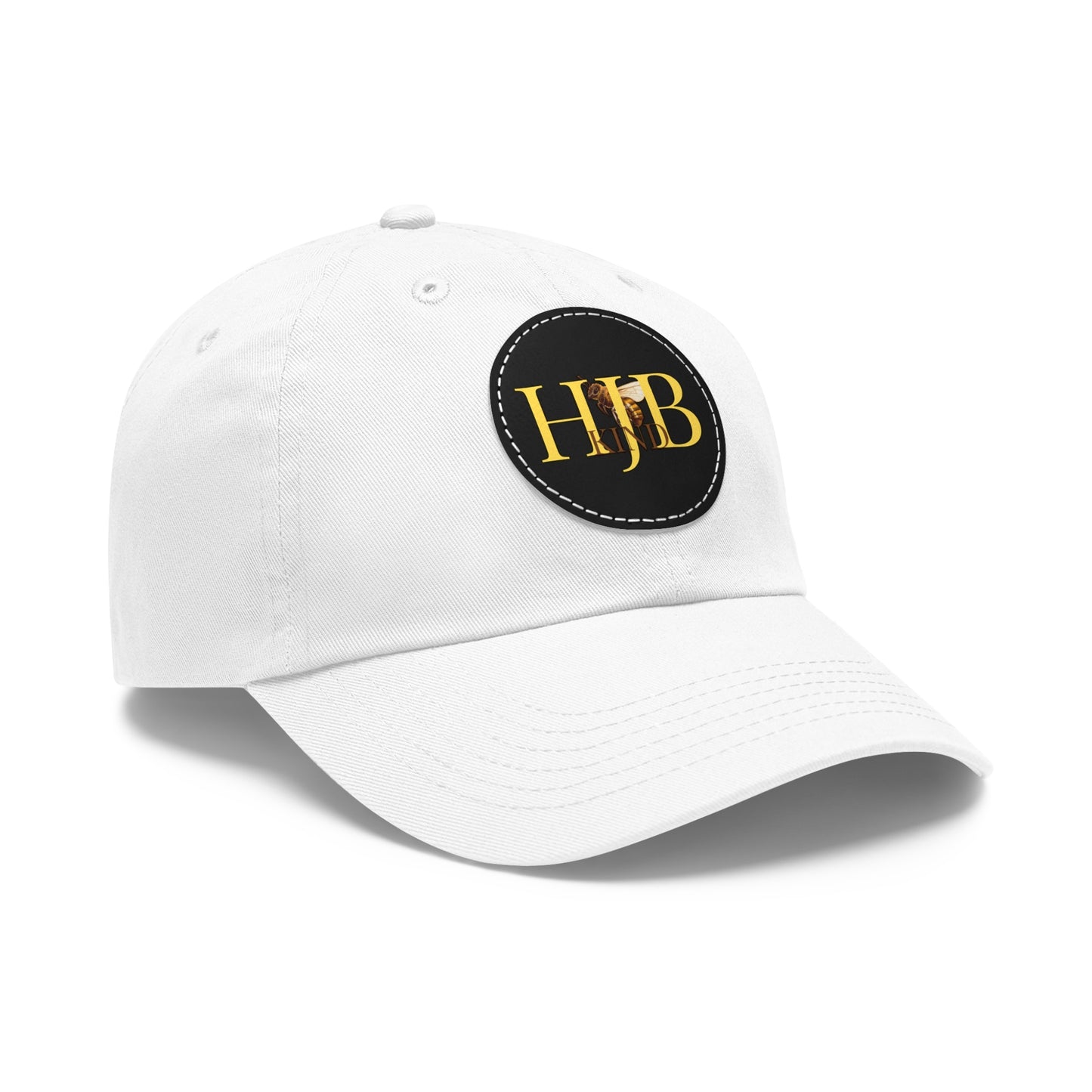 Hey Just Bee Kind Dad Hat with Leather Patch (Round)