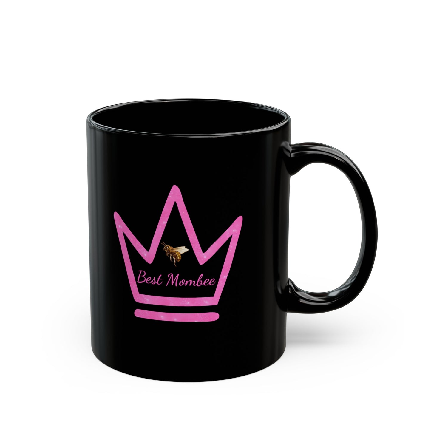 Best Mombee Black Mug (Pink)