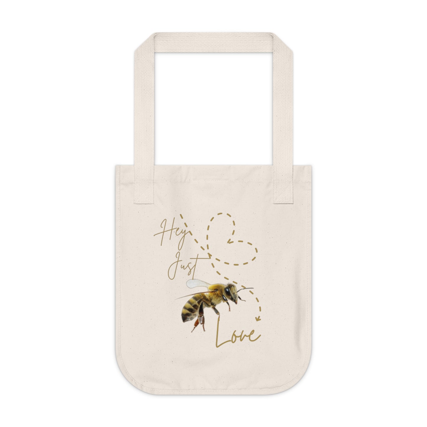 Hey Just Bee Love Eco-Friendly Organic Canvas Love Tote Bag