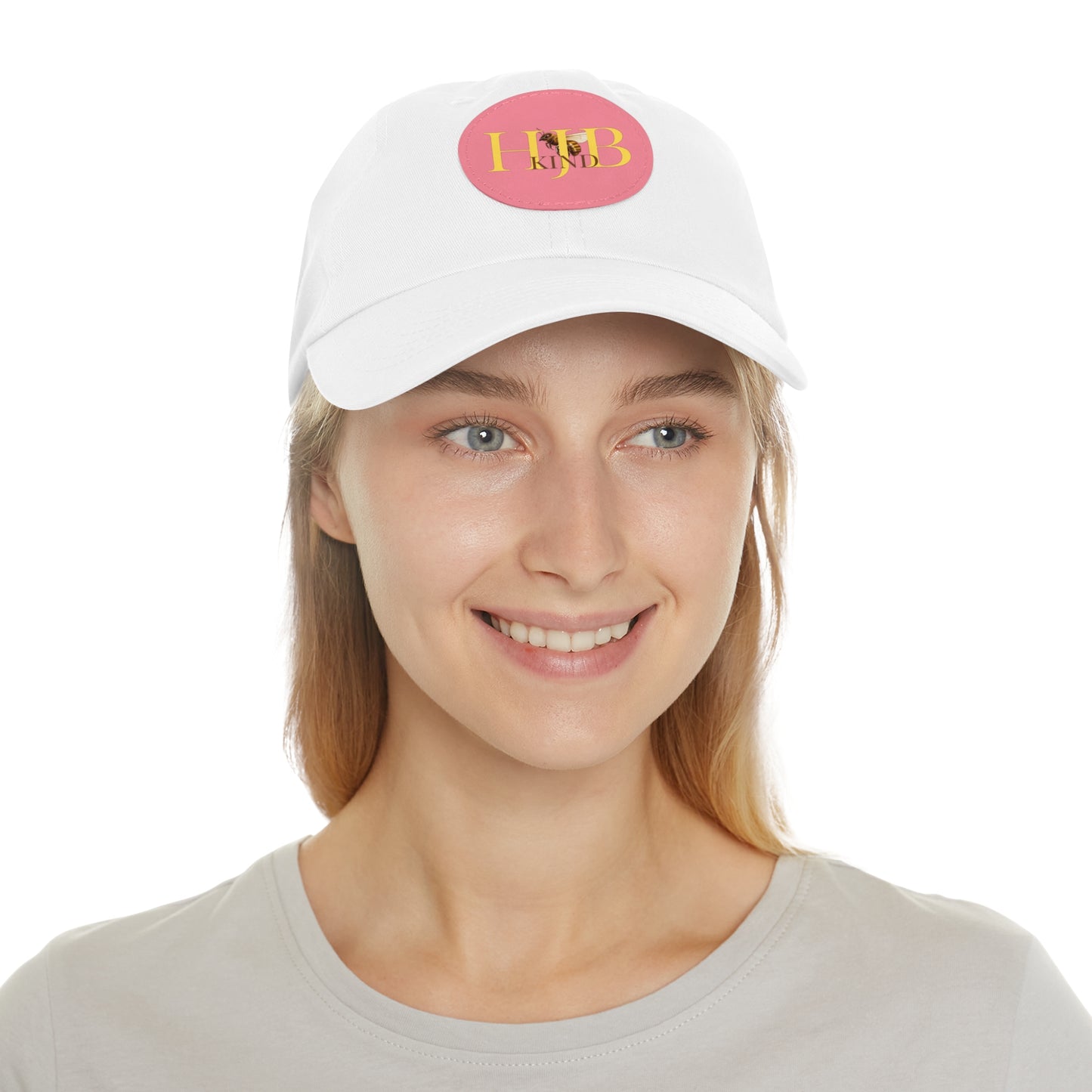 Hey Just Bee Kind Dad Hat with Leather Patch (Round)