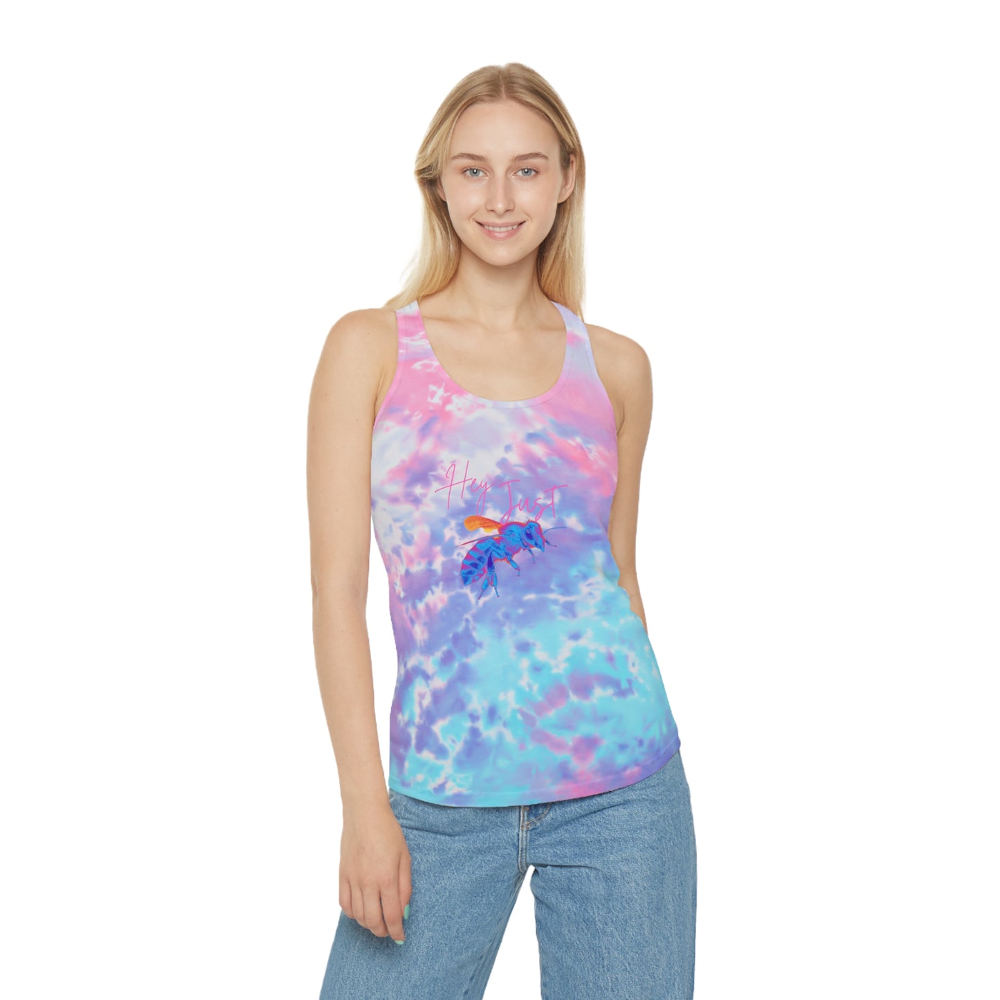 Hey Just Bee(Neon)Tye Dye Racerback Tank Top