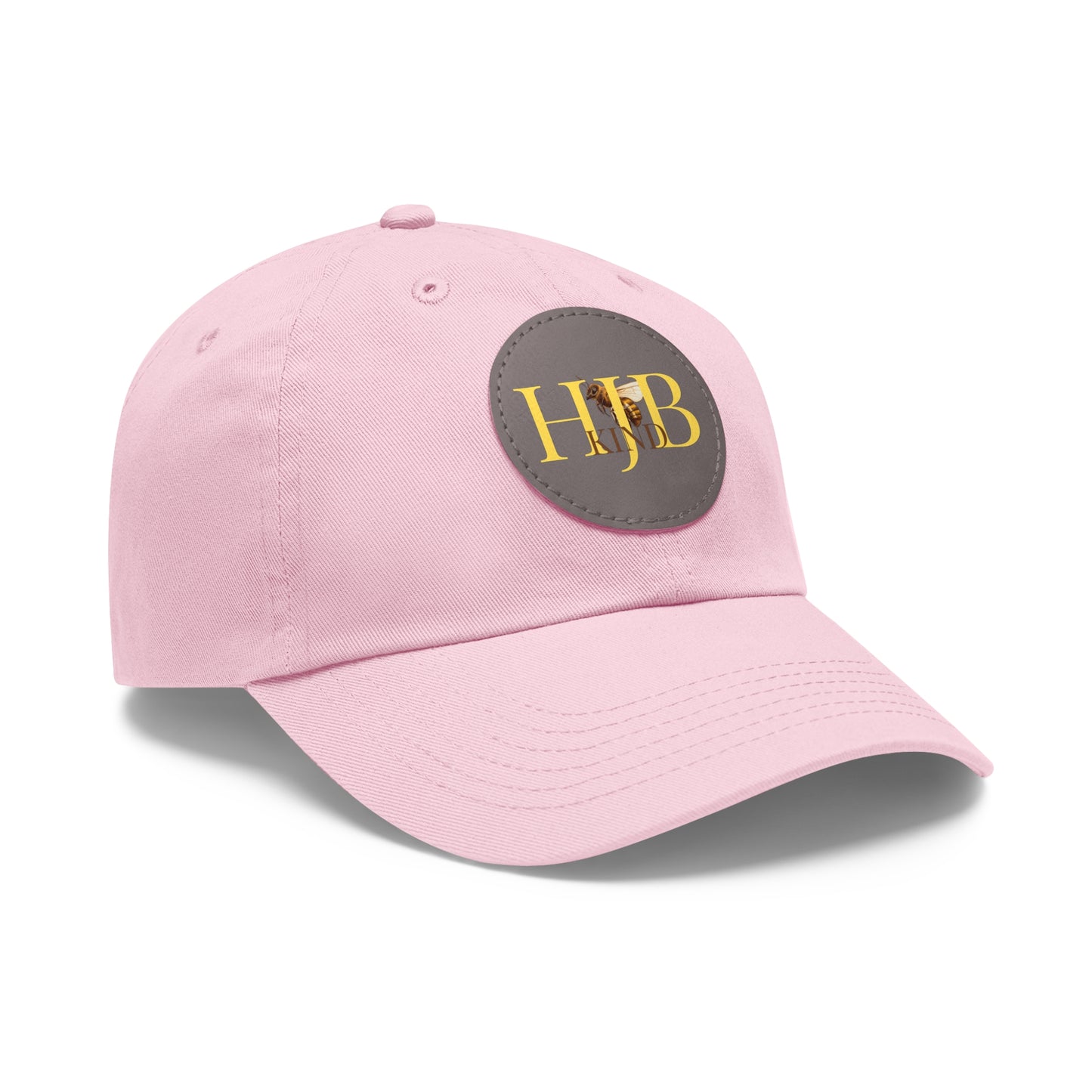 Hey Just Bee Kind Dad Hat with Leather Patch (Round)