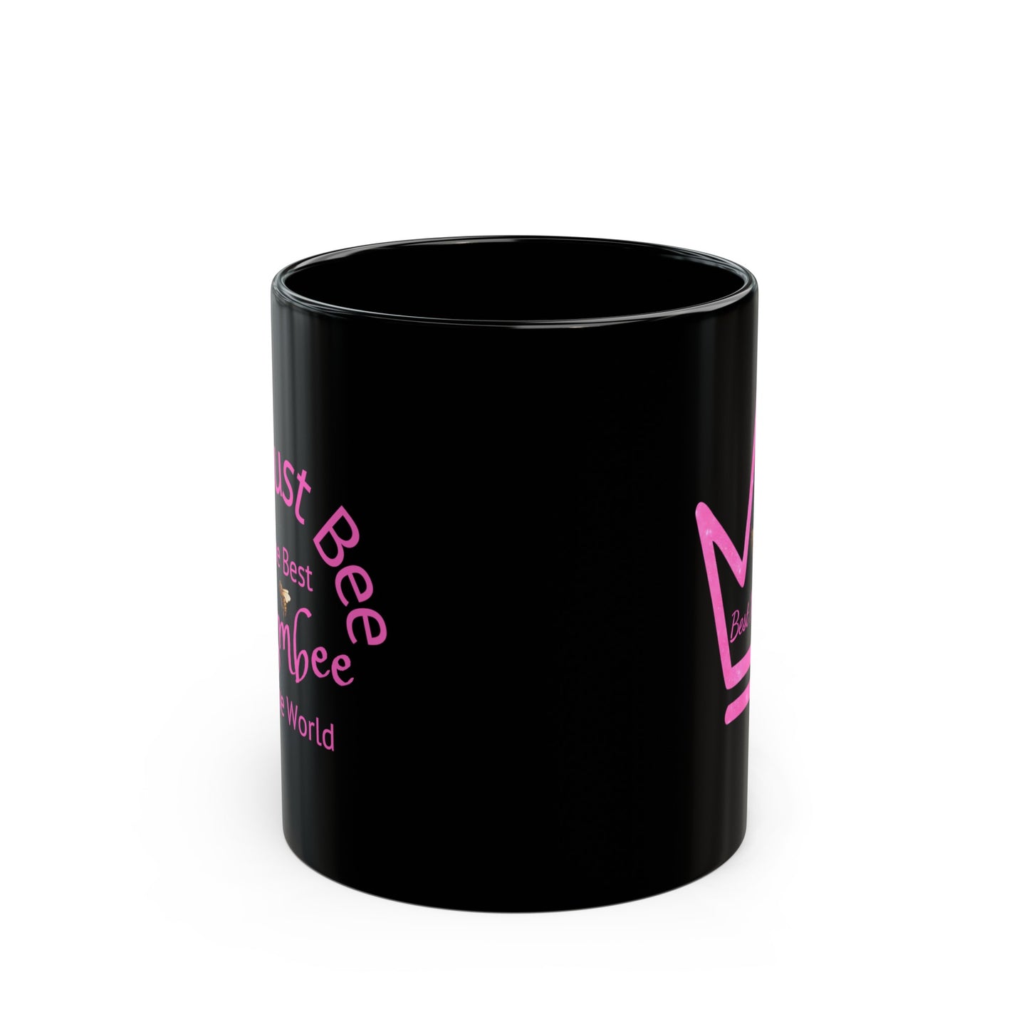 Best Mombee Black Mug (Pink)