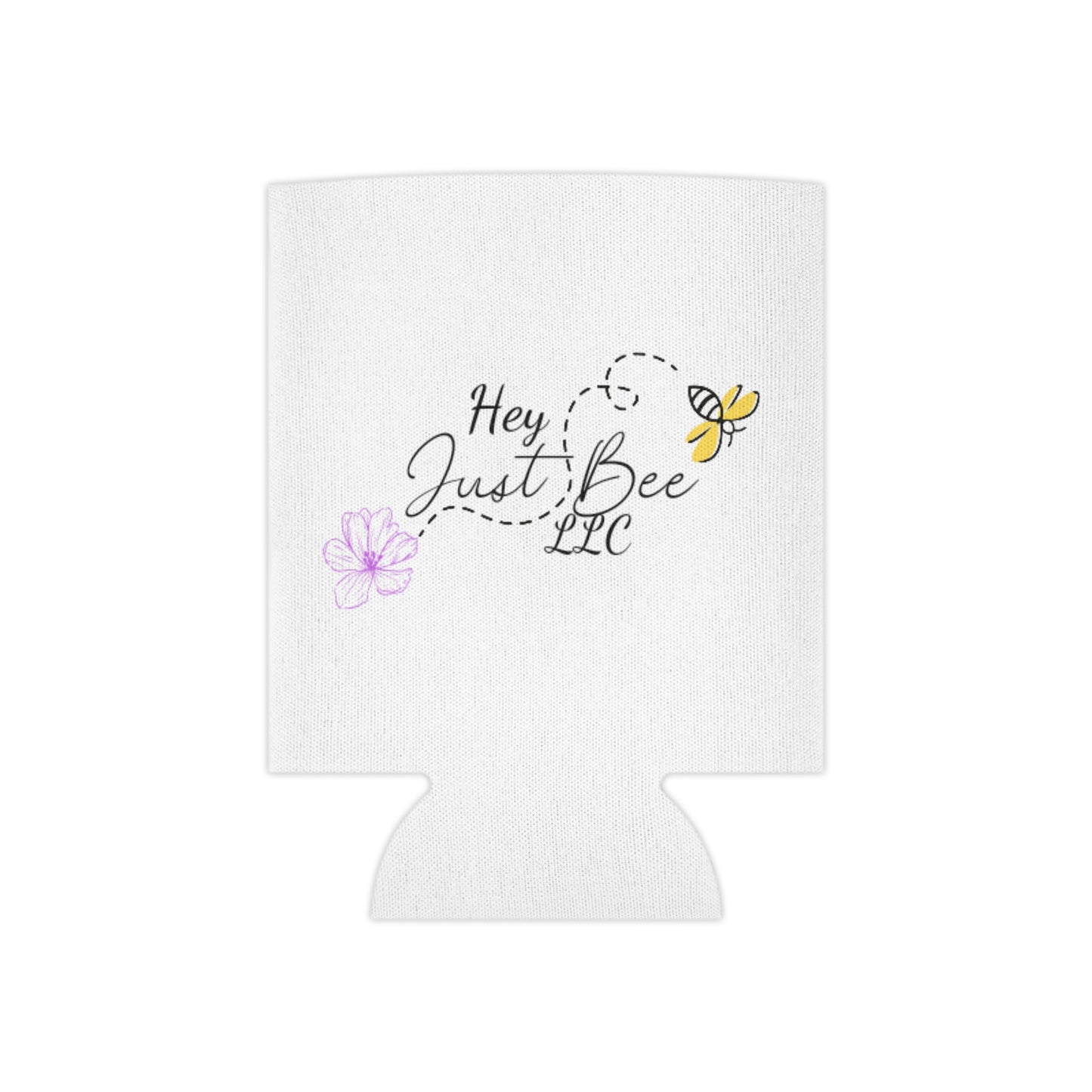 Hey Just Bee Logo Can Cooler- white