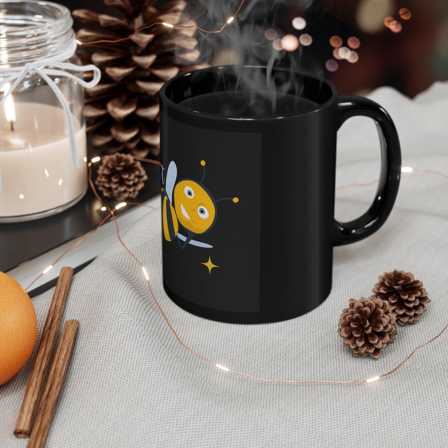 Hey Just Bee 11oz Black Mug