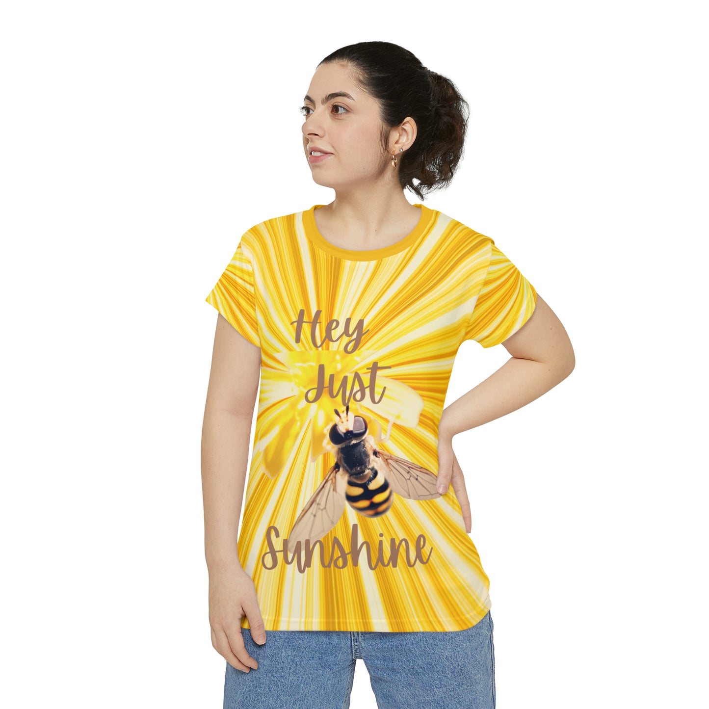 Hey Just Bee Sunshine Women's Short Sleeve Shirt (AOP)