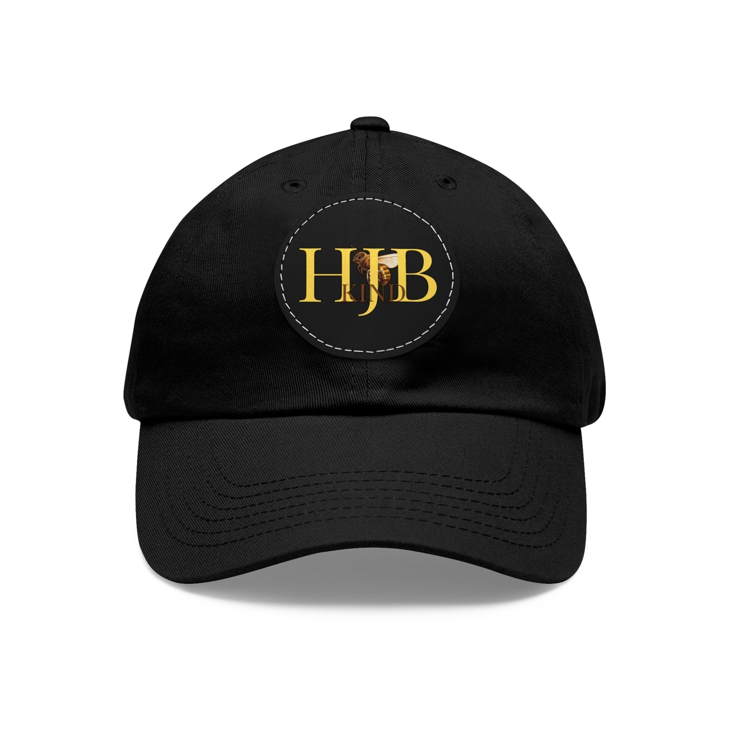 Hey Just Bee Kind Dad Hat with Leather Patch (Round)