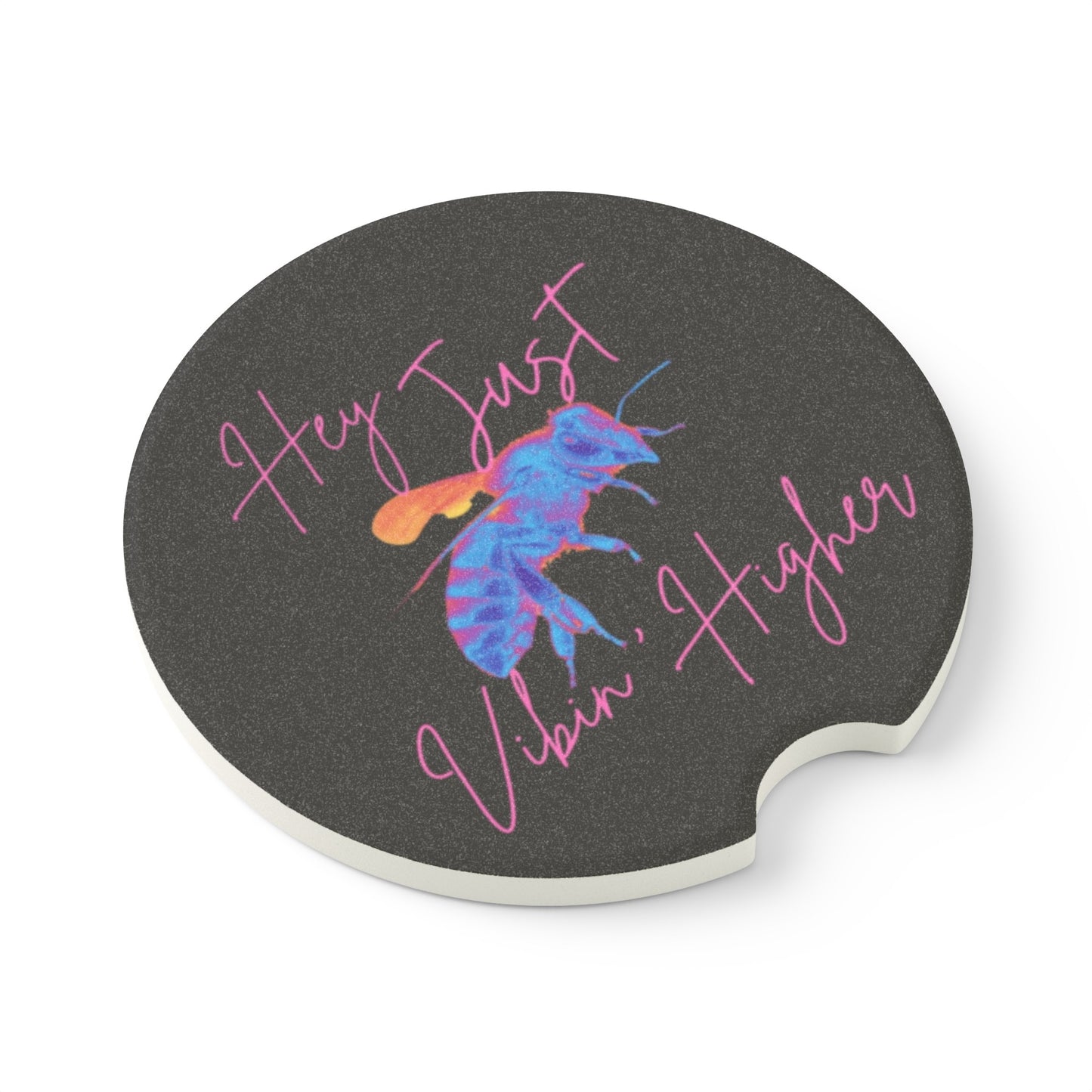 Hey Just Bee Vibin' Higher Soapstone Car Coaster