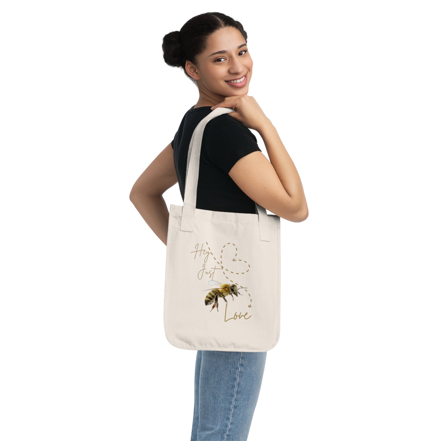 Hey Just Bee Love Eco-Friendly Organic Canvas Love Tote Bag