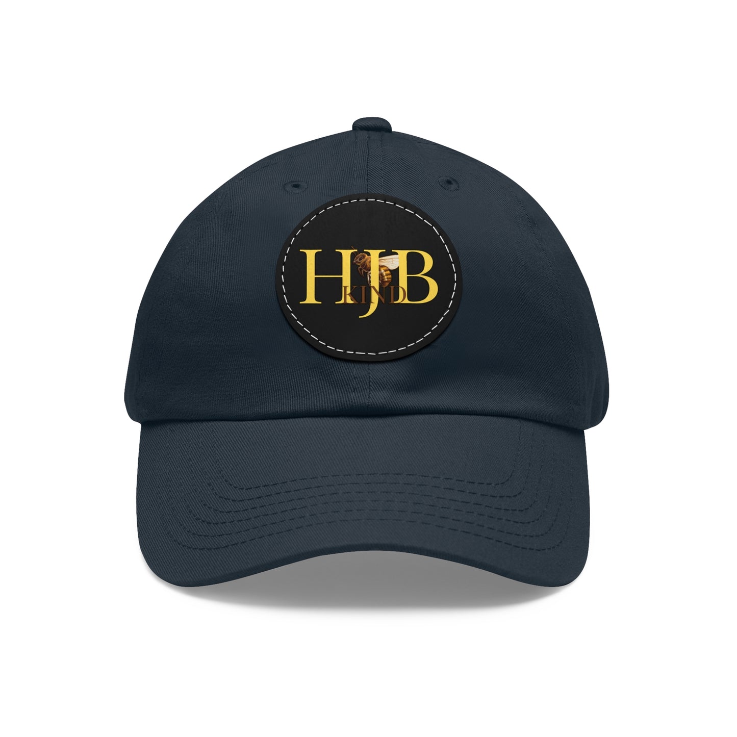 Hey Just Bee Kind Dad Hat with Leather Patch (Round)