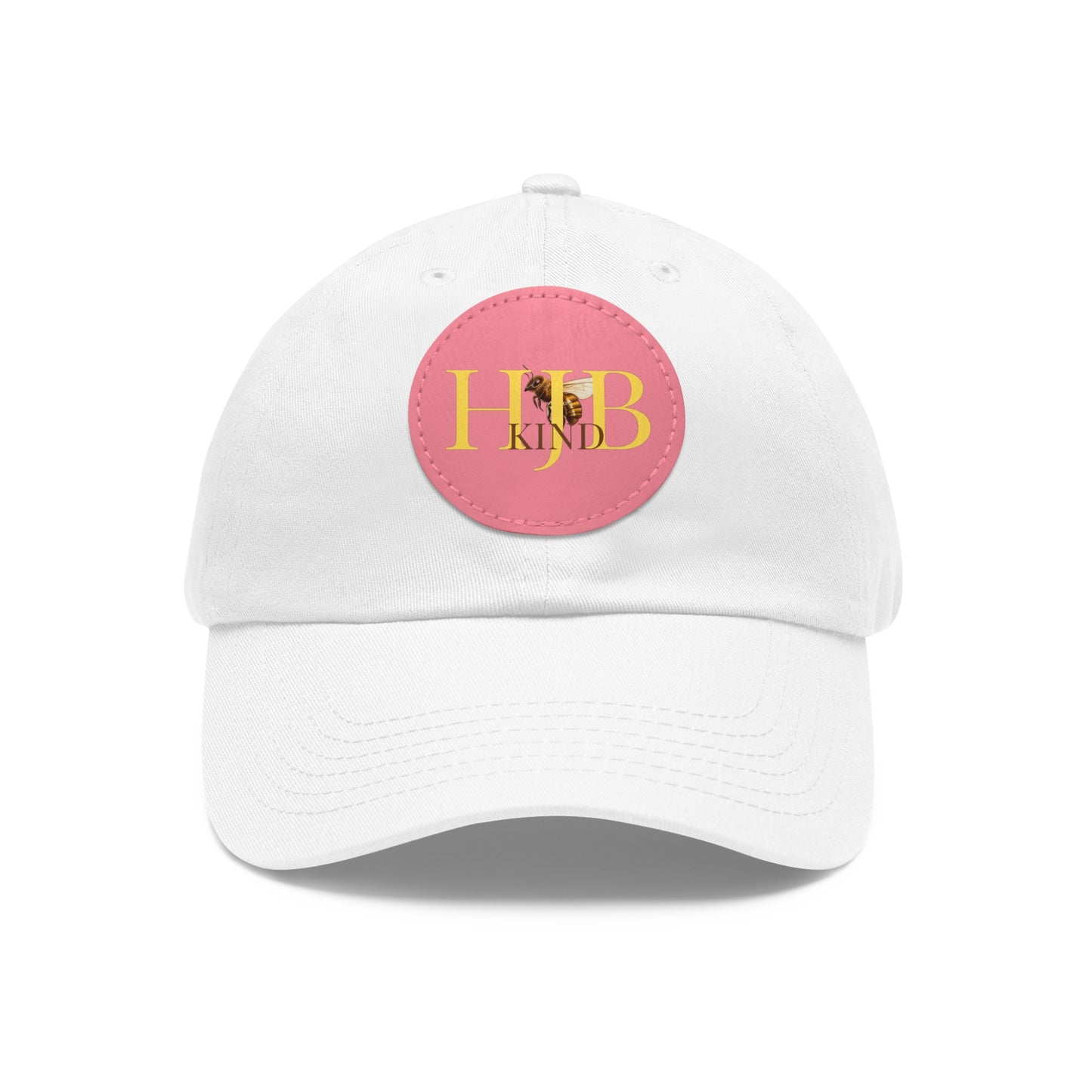 Hey Just Bee Kind Dad Hat with Leather Patch (Round)