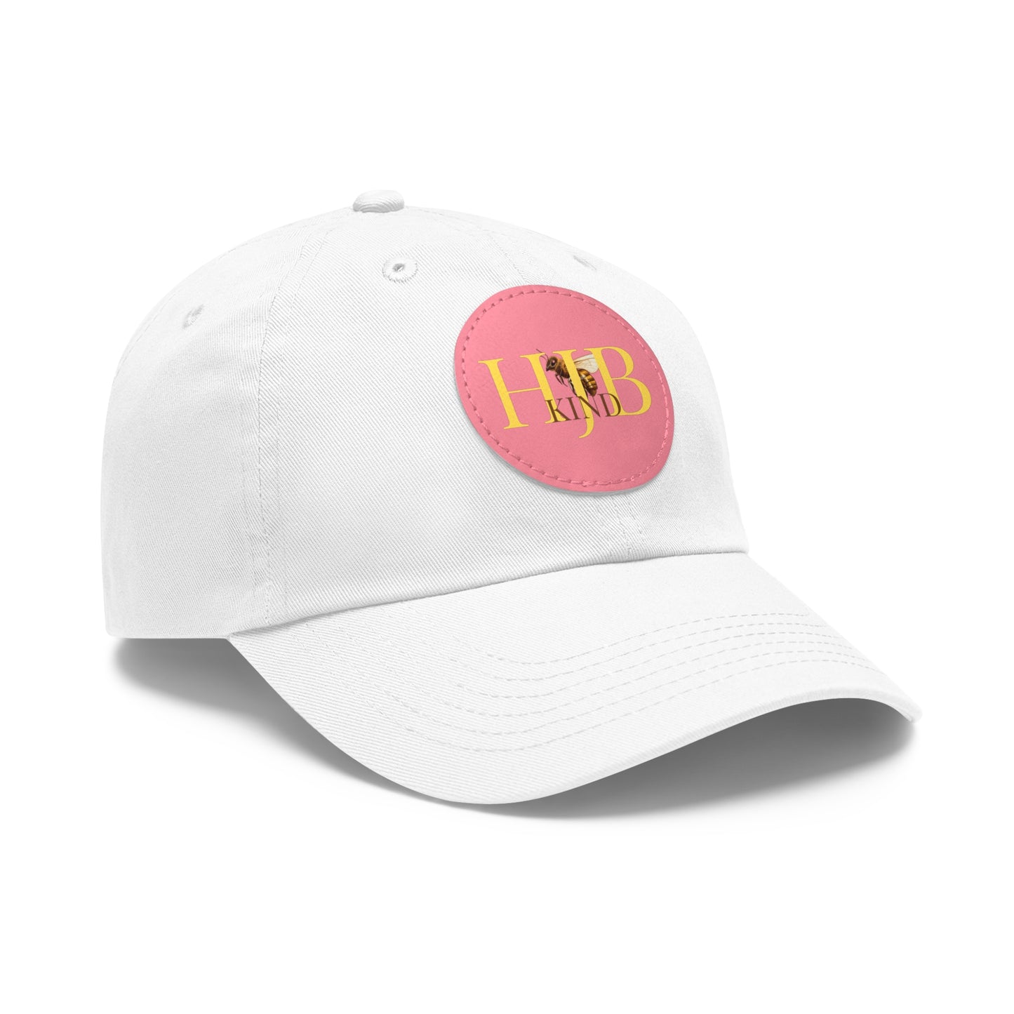 Hey Just Bee Kind Dad Hat with Leather Patch (Round)