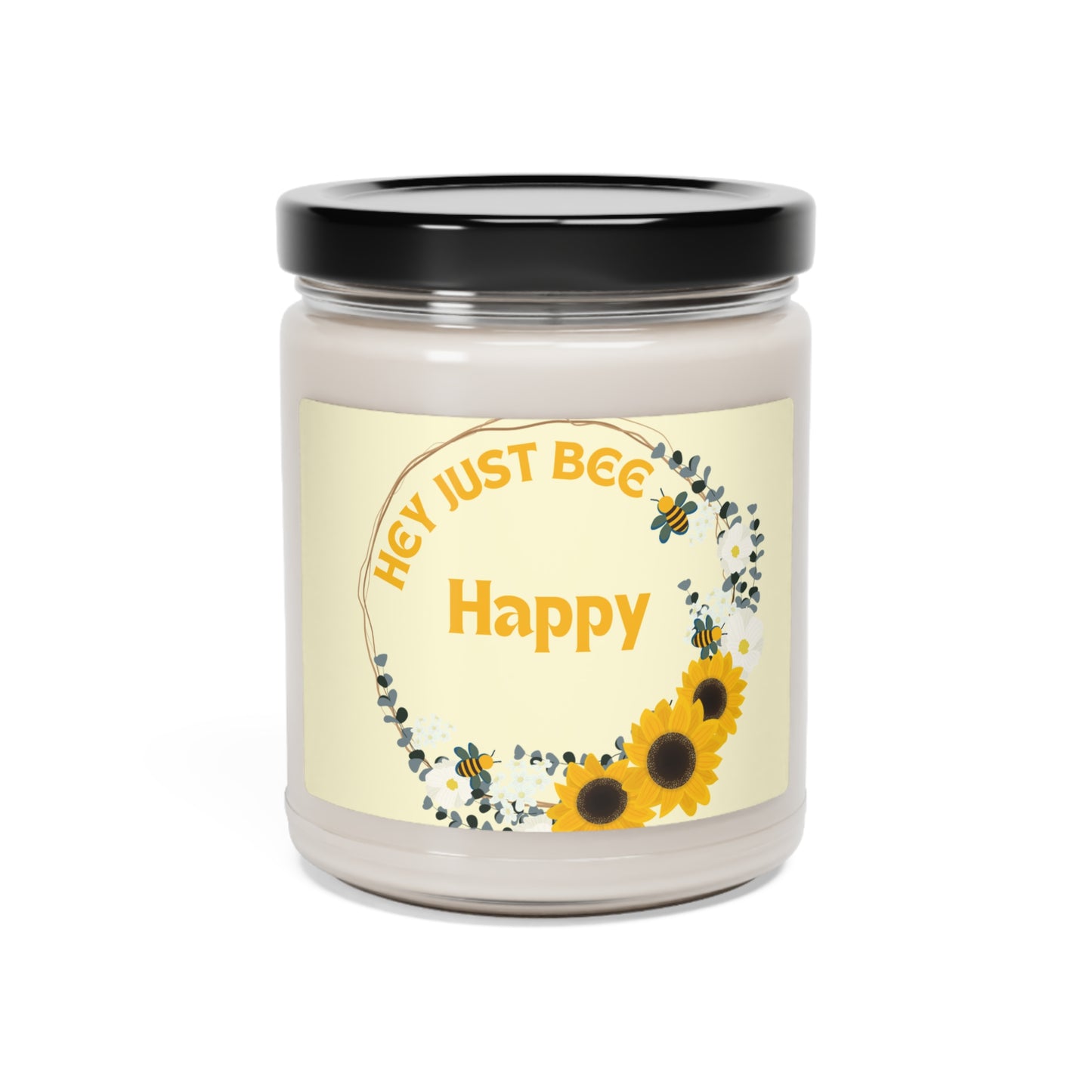 Hey Just Bee Happy Eco-friendly, Scented Soy Candle, 9oz