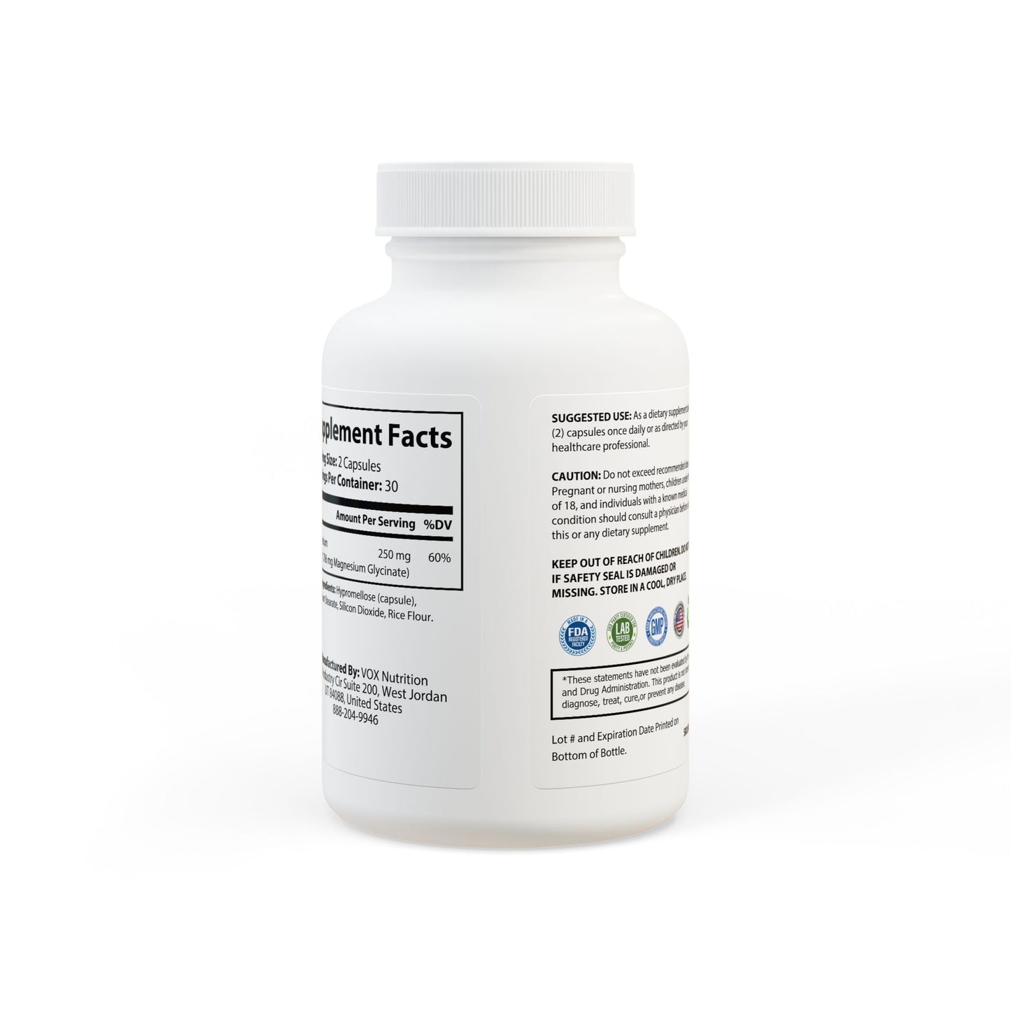 Bee Chillin' Magnesium Glycinate Supplement (60 Capsules)