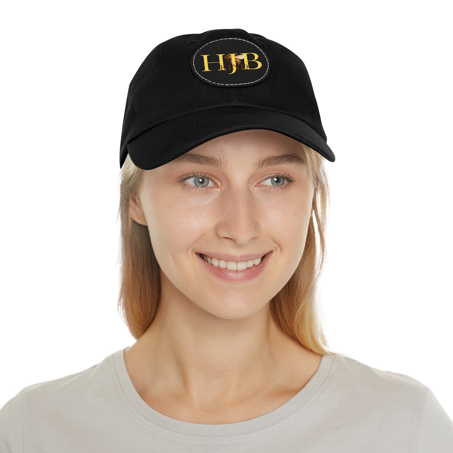 Hey Just Bee Kind Dad Hat with Leather Patch (Round)