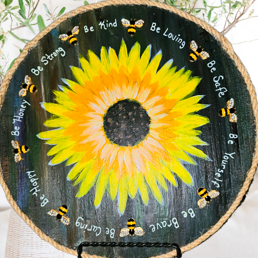 Hey Just Bee Sunflower Inspirational Repurposed Art