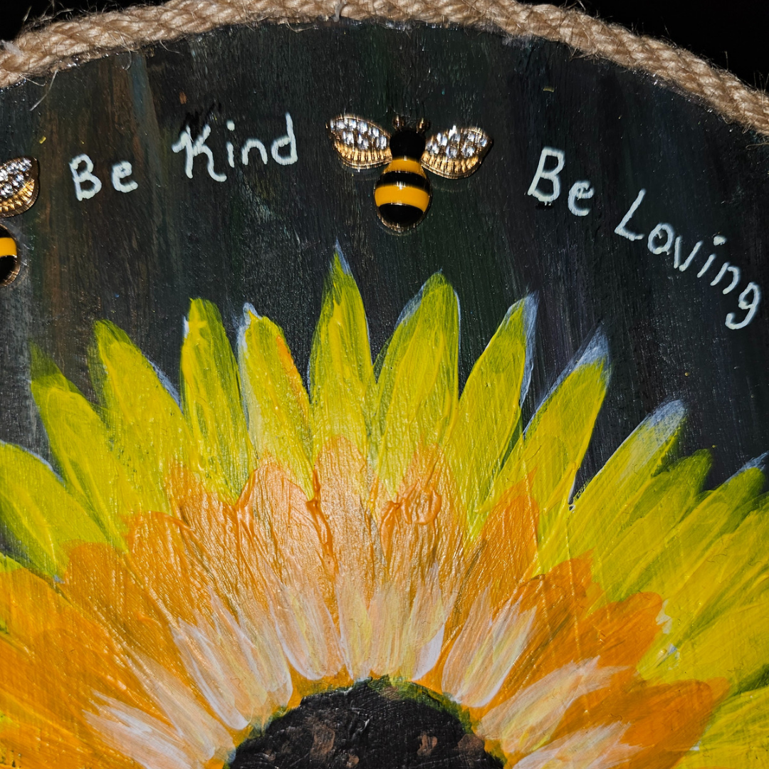 Hey Just Bee Sunflower Inspirational Repurposed Art