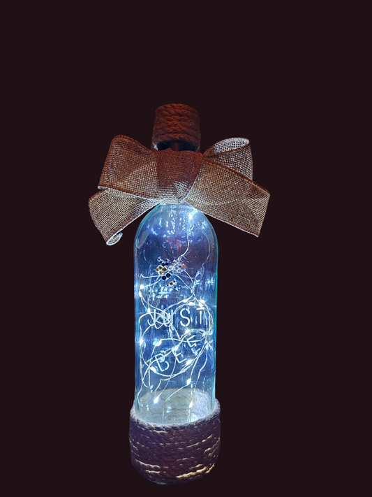 Hey Just Bee Etched Bottle Lamp