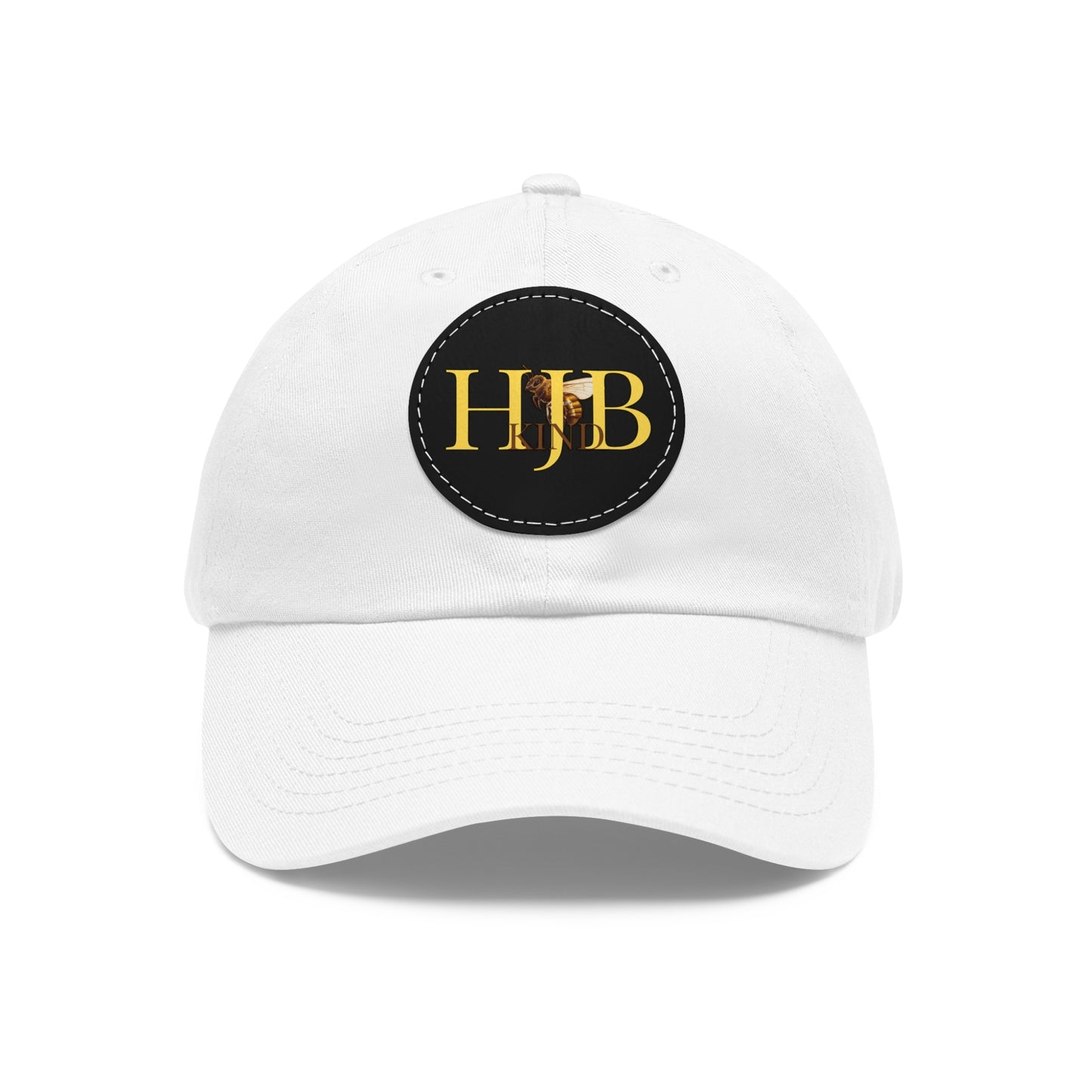 Hey Just Bee Kind Dad Hat with Leather Patch (Round)