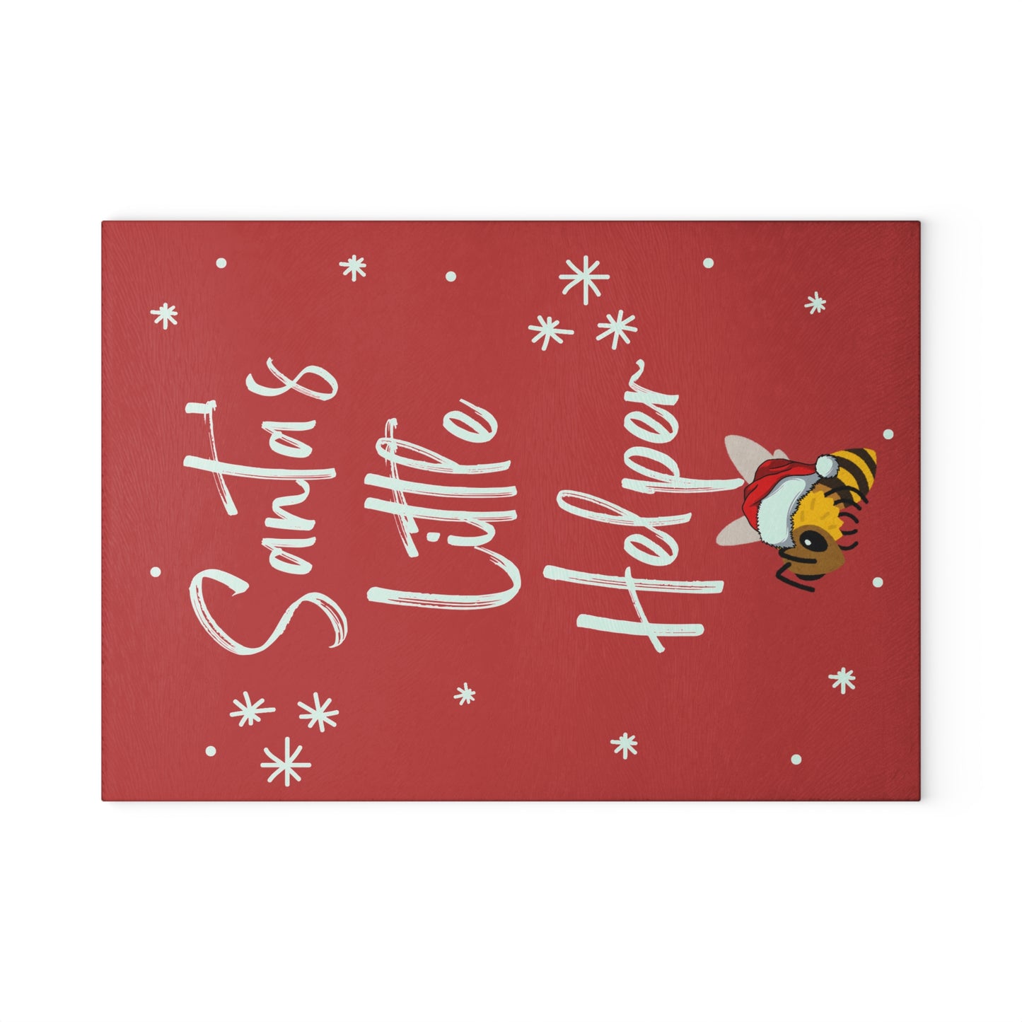 Santa's Little Helper Bee Glass Cutting Board