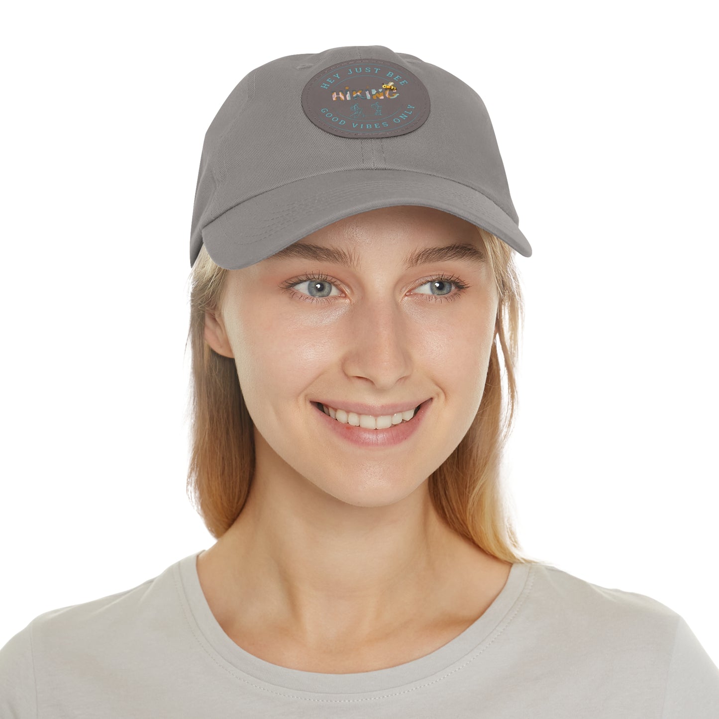 Hey Just Bee Hiking Dad Hat with Leather Patch (Round)