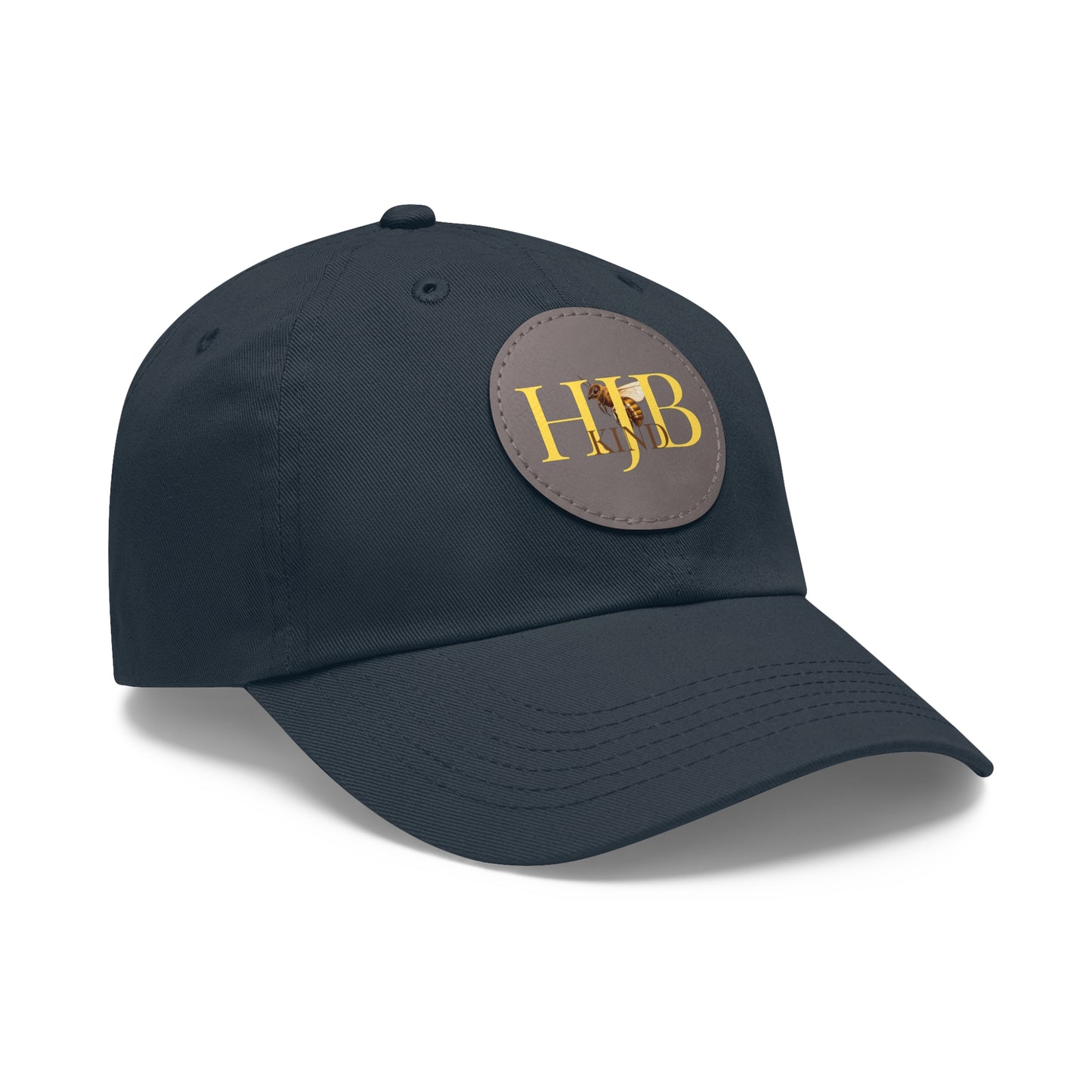 Hey Just Bee Kind Dad Hat with Leather Patch (Round)