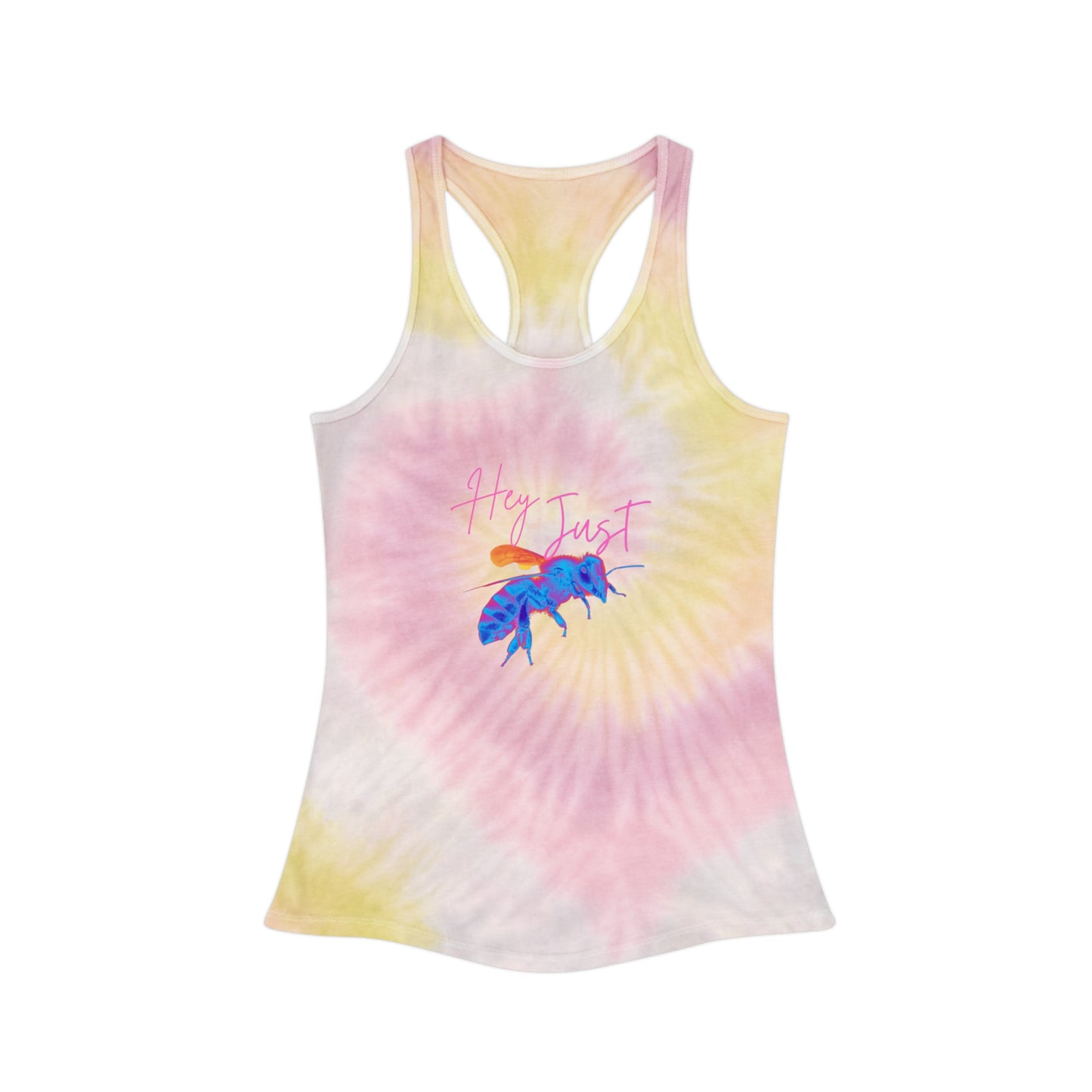 Hey Just Bee(Neon)Tye Dye Racerback Tank Top