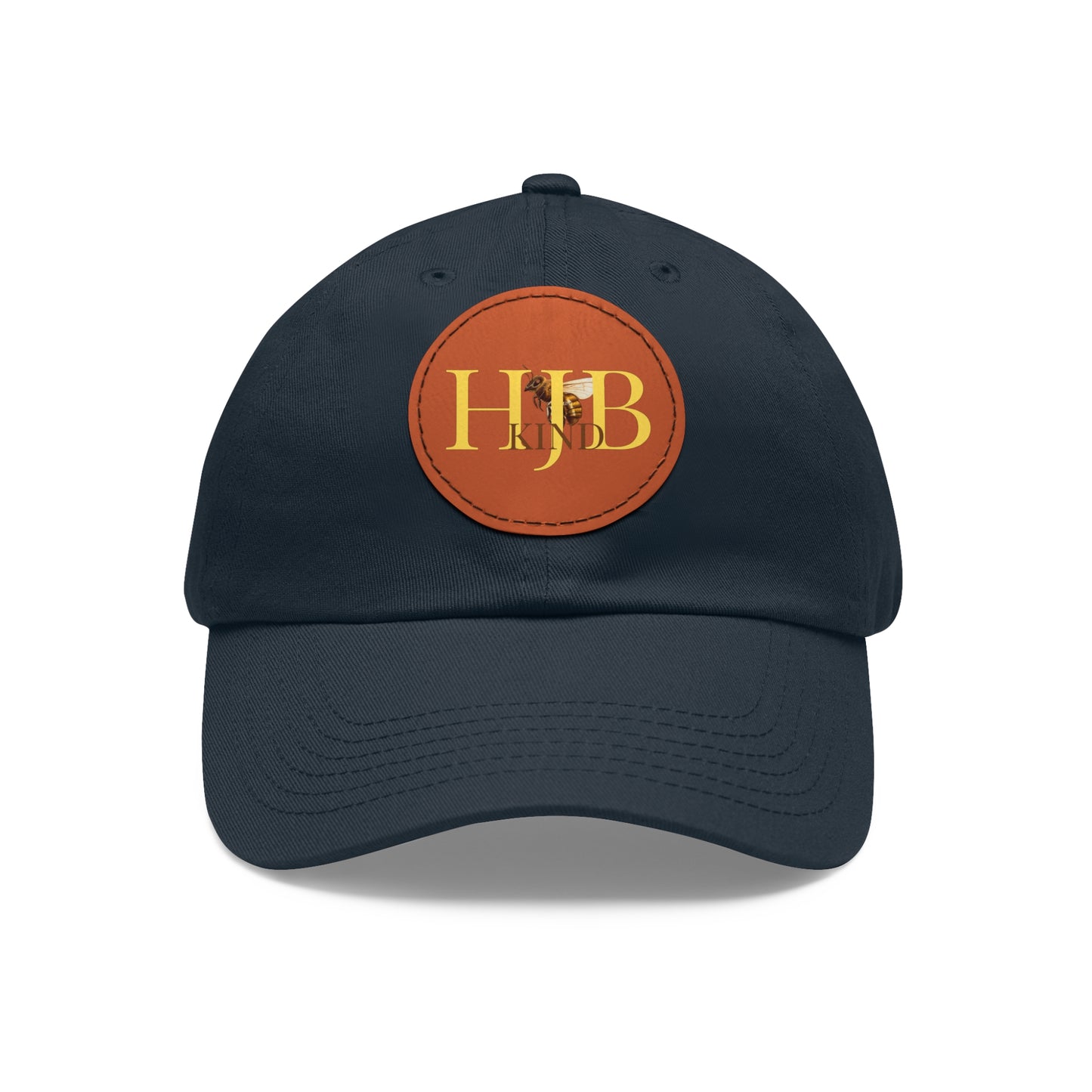 Hey Just Bee Kind Dad Hat with Leather Patch (Round)