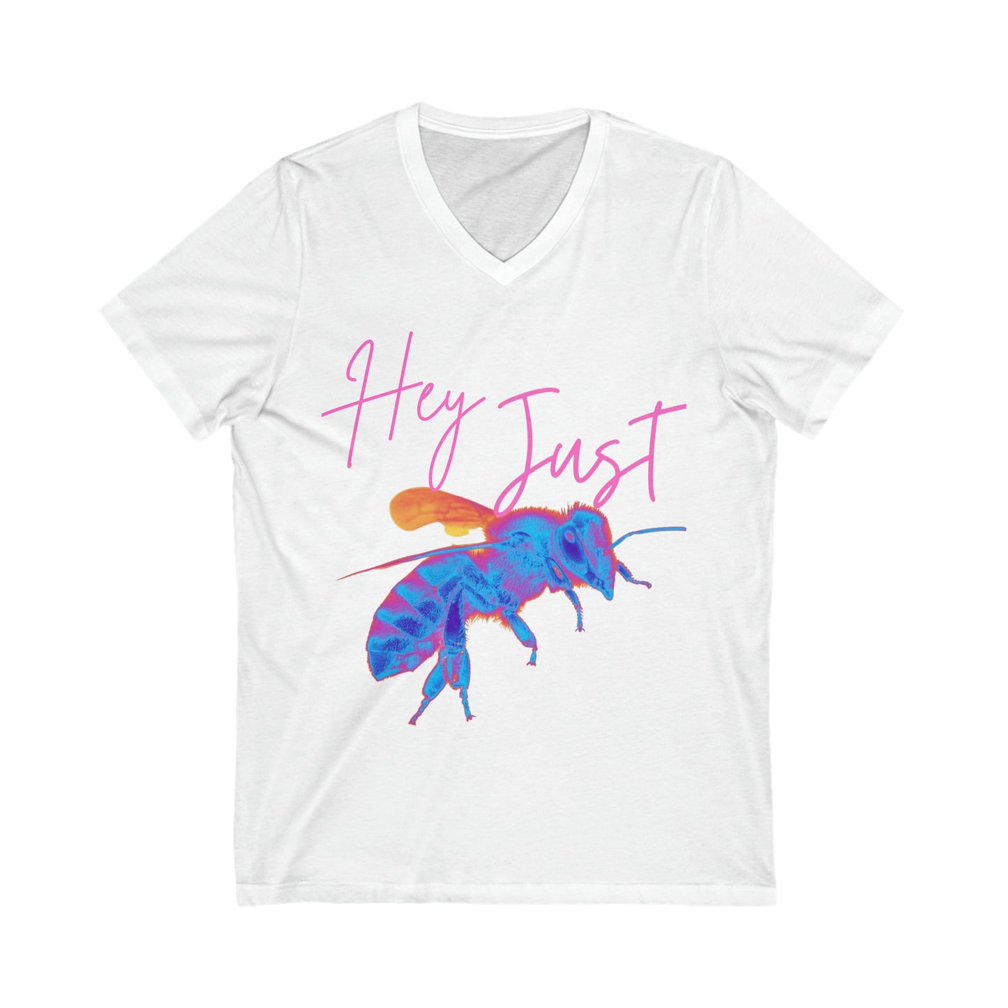 Hey Just Bee (Neon)- Soft Jersey Short Sleeve V-Neck Tee