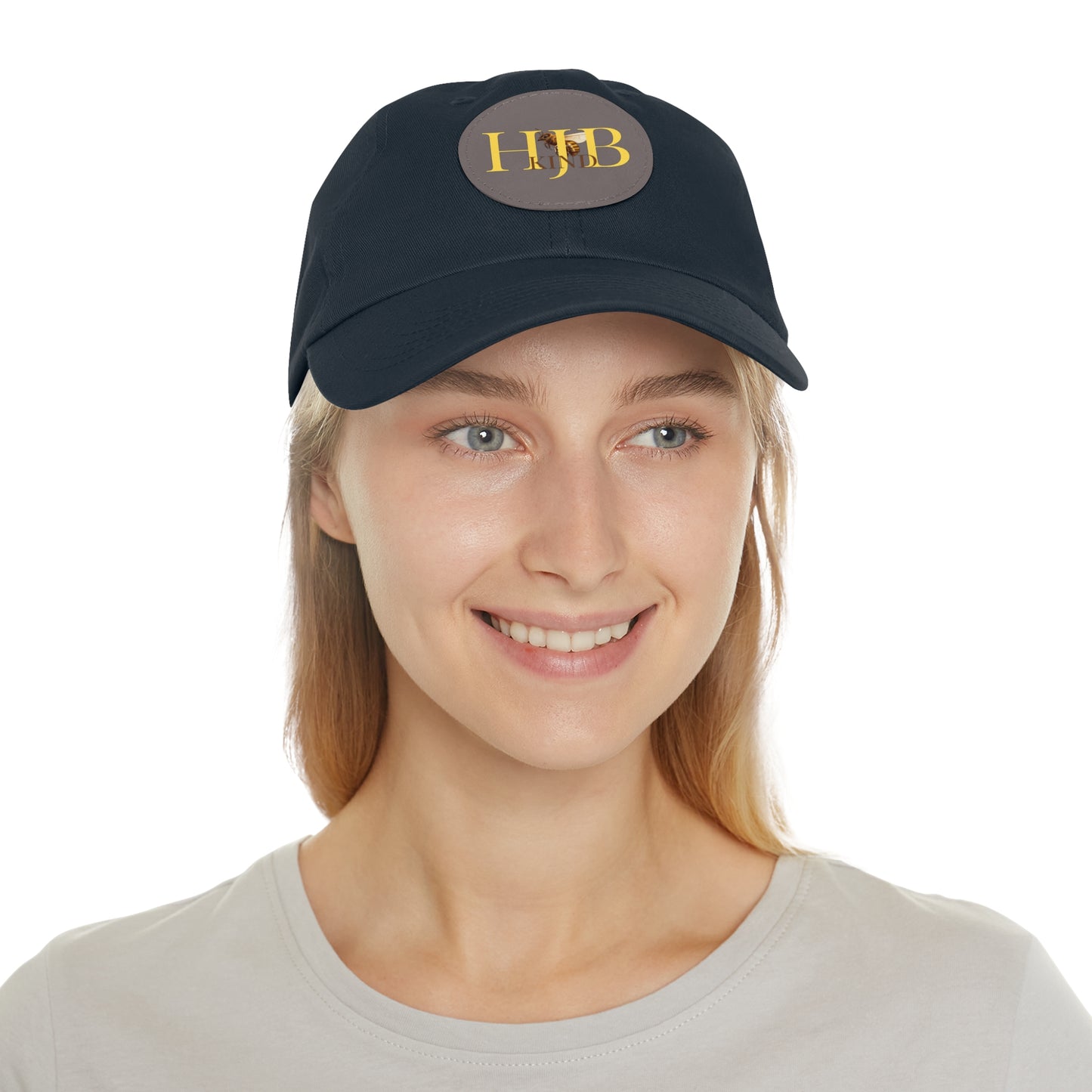 Hey Just Bee Kind Dad Hat with Leather Patch (Round)