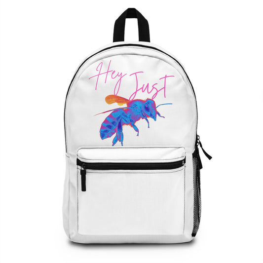 Hey Just Bee (Neon) White Backpack